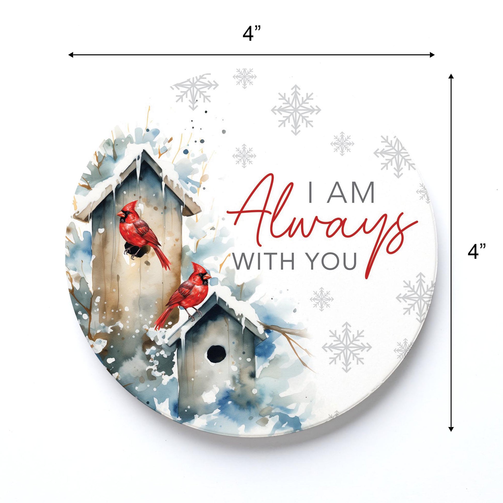 Ceramic Round Coaster-Cardinal Christmas Always With You -3