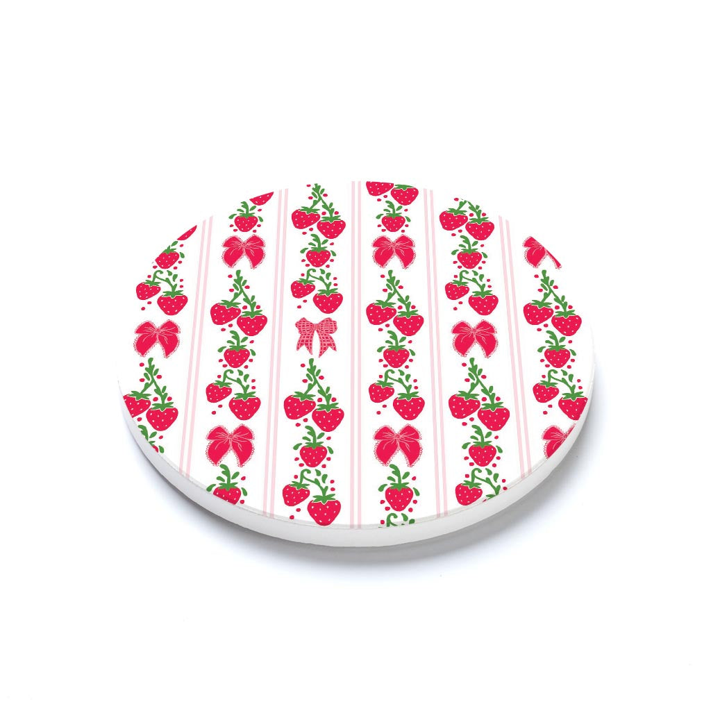 Ceramic Round Coaster-Strawberry Parlor -1