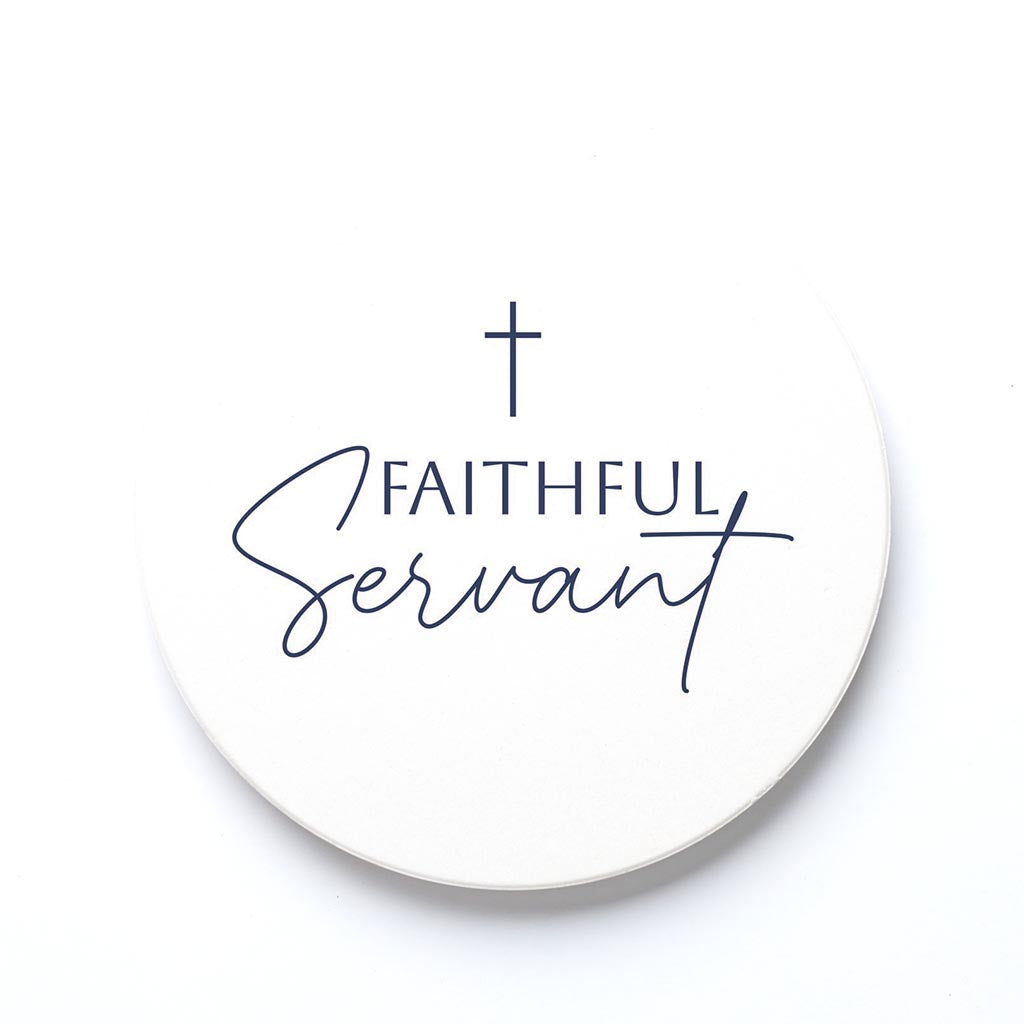 Ceramic Round Coaster-Minimalistic Faithful Servant -0