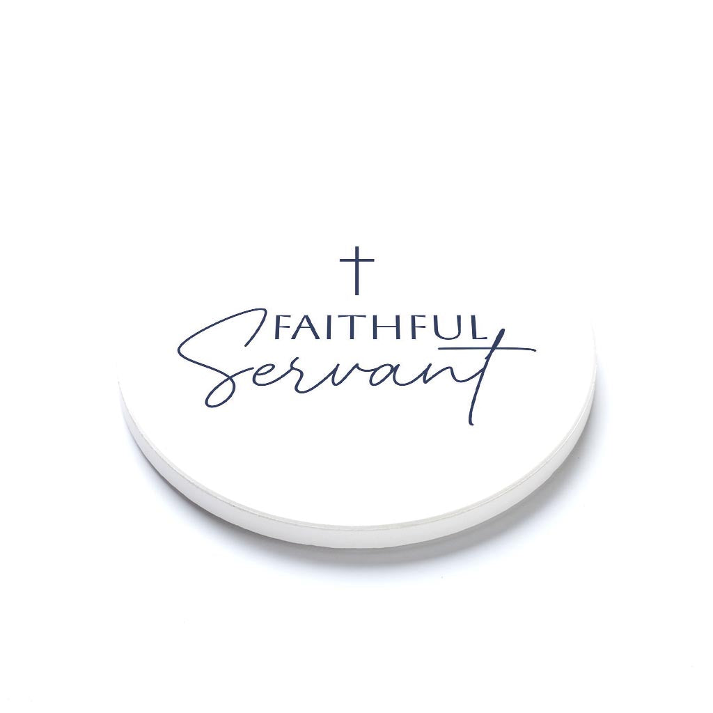 Ceramic Round Coaster-Minimalistic Faithful Servant -1