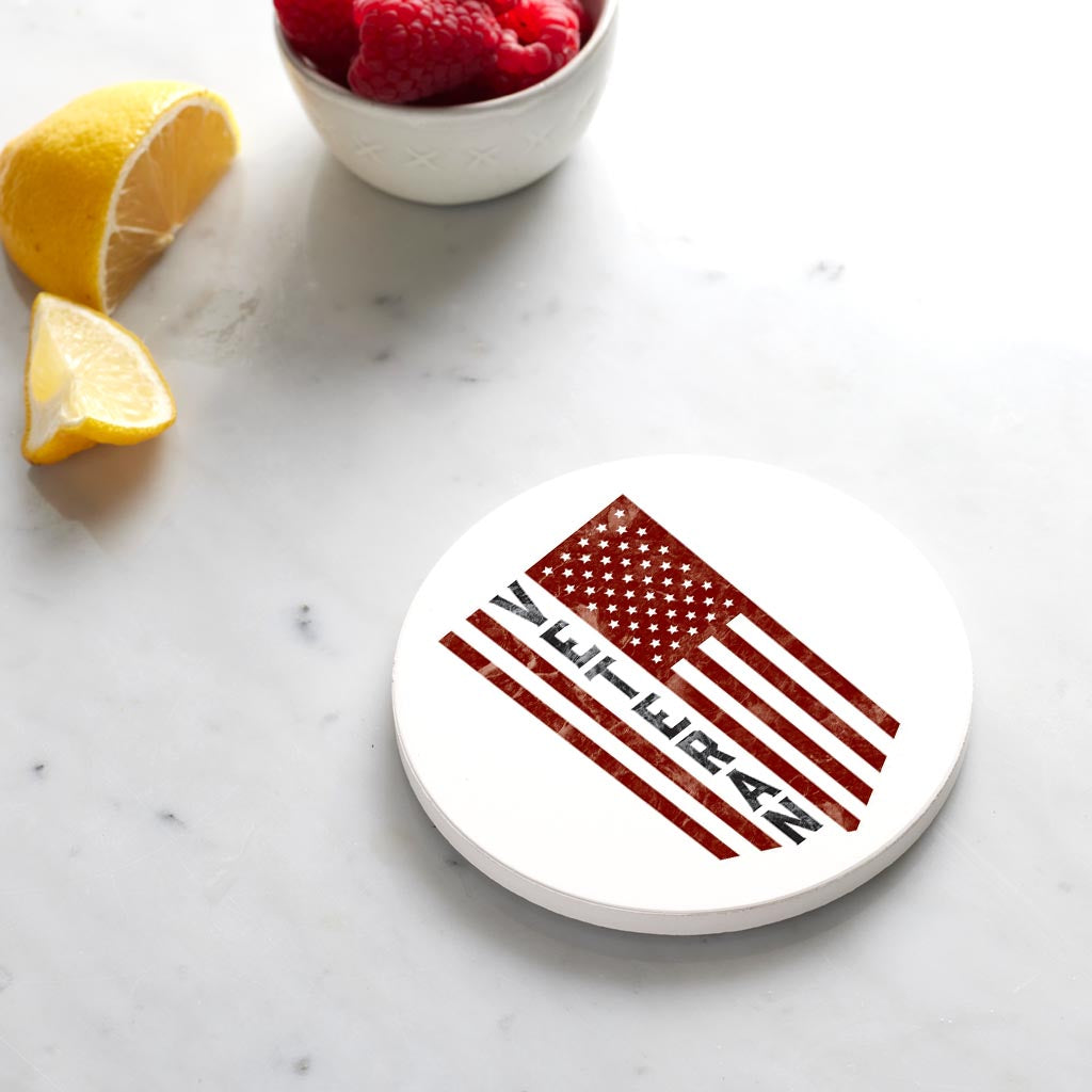 Ceramic Round Coaster-Military Veteran -4