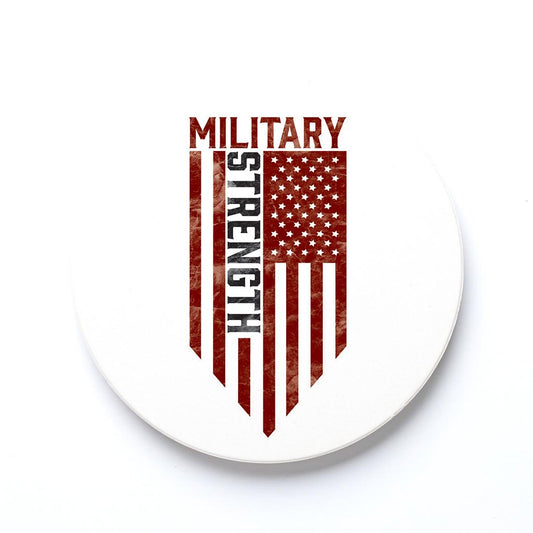 Ceramic Round Coaster-Military Strength -0