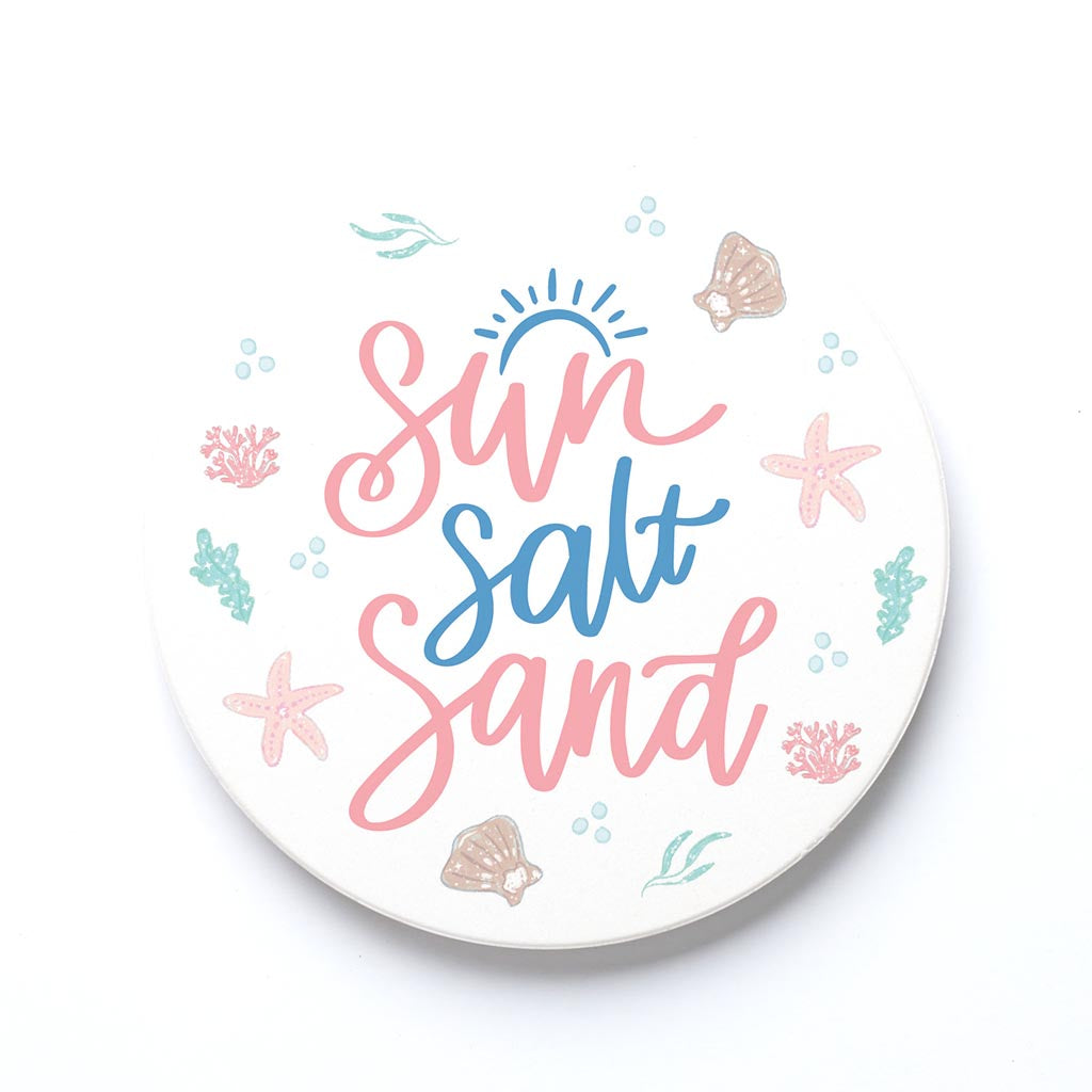 Ceramic Round Coaster-Coastal Sea Turtles Sun Salt Sand