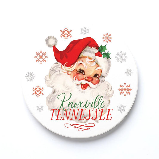 Ceramic Round Coaster-Classic Santa City & State