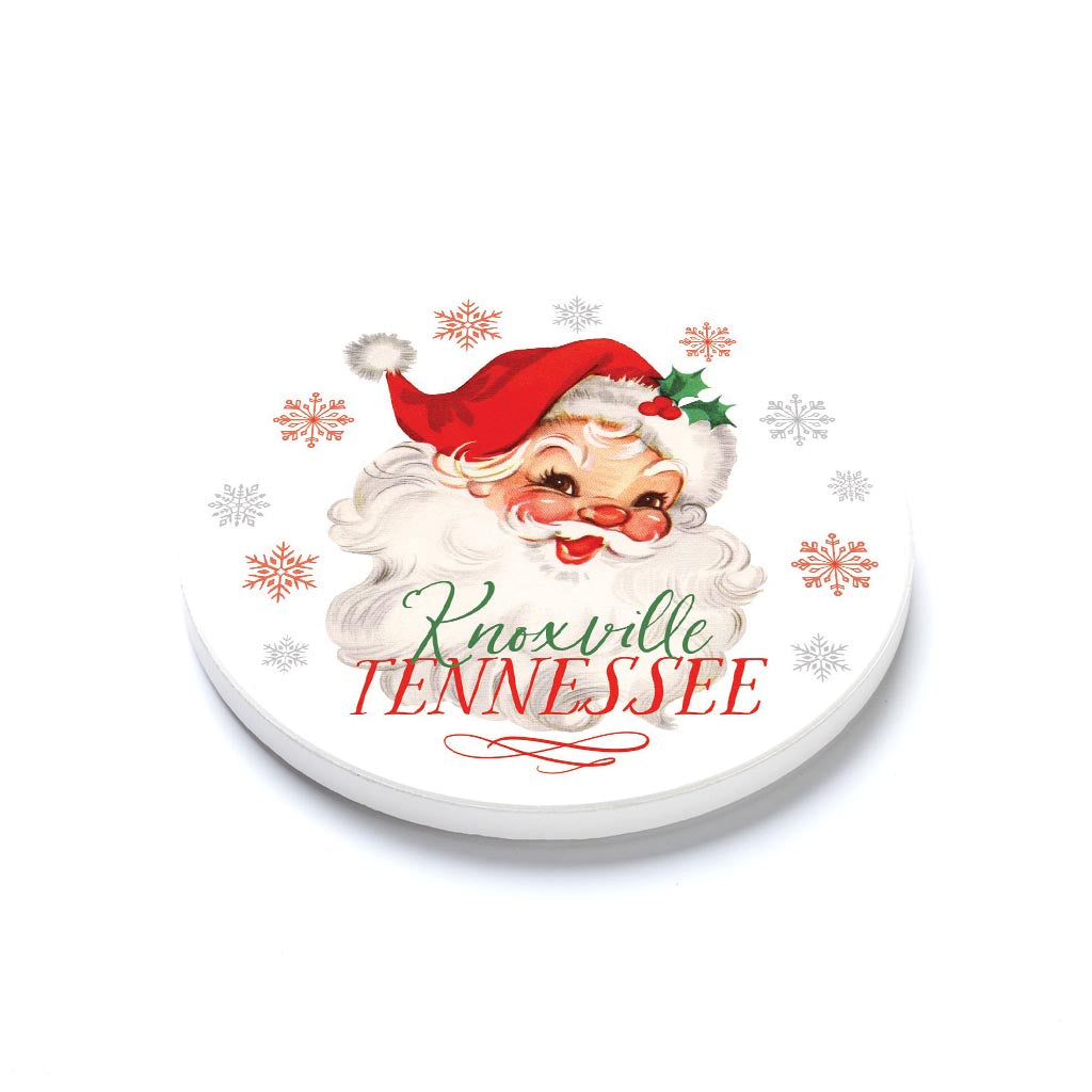 Ceramic Round Coaster-Classic Santa City & State