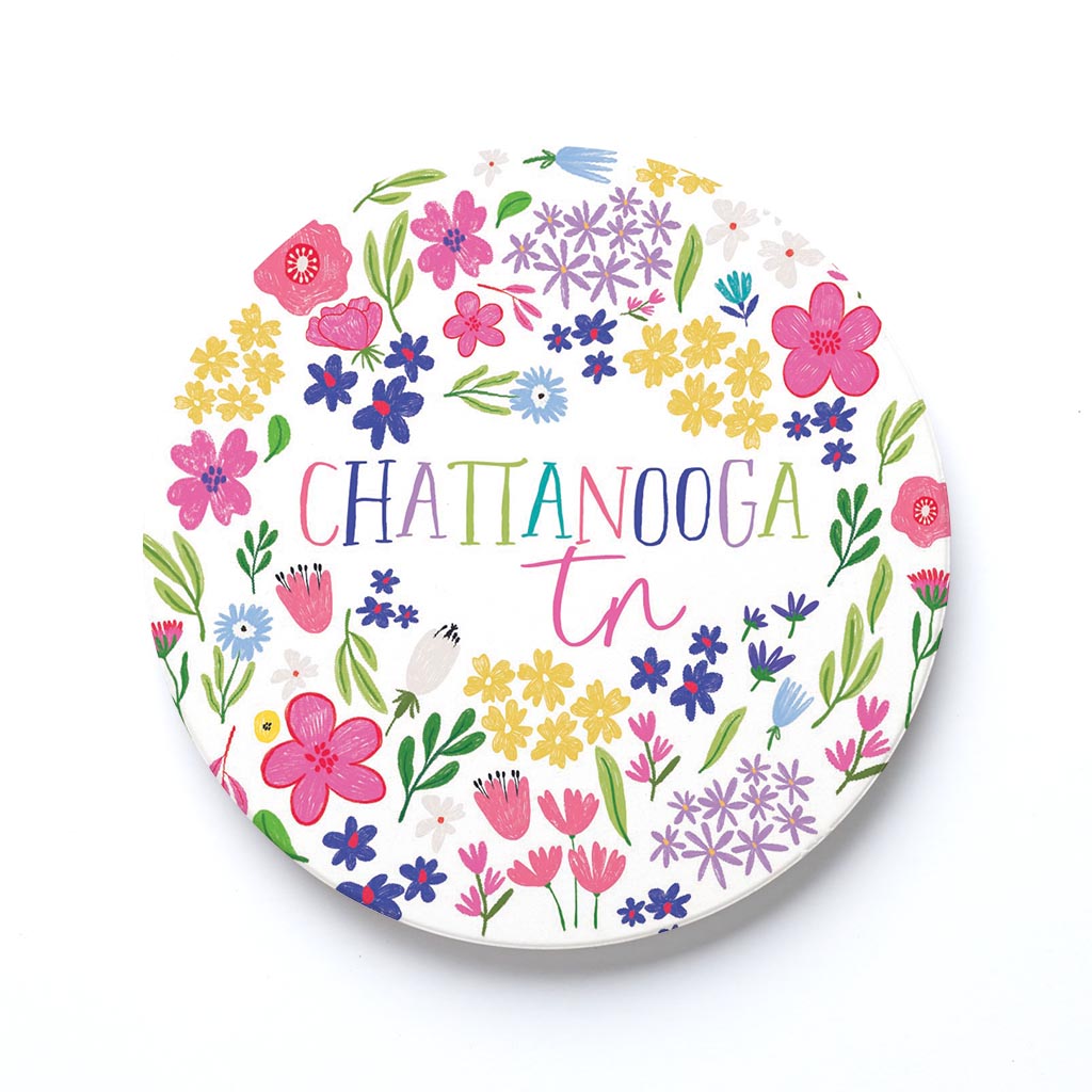 Ceramic Round Coaster-Flower Confetti City & State -0