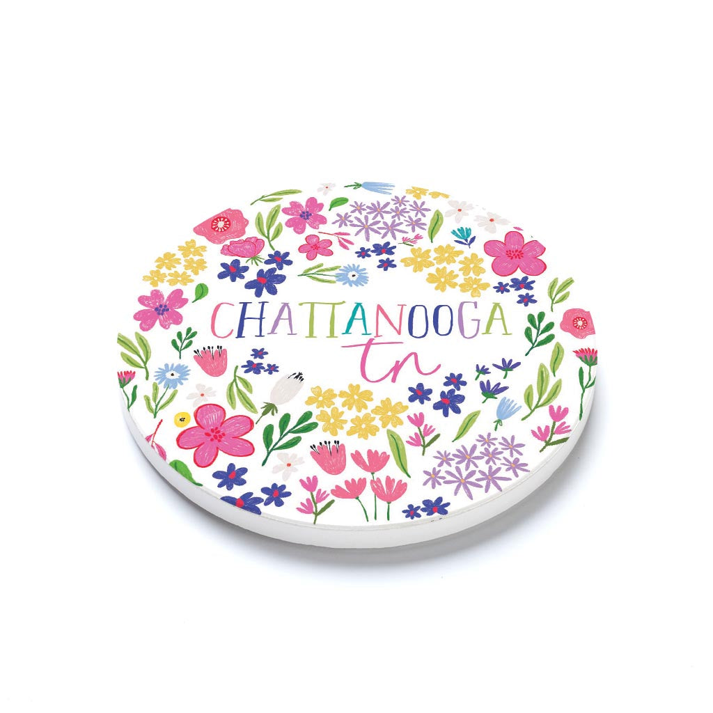 Ceramic Round Coaster-Flower Confetti City & State -1