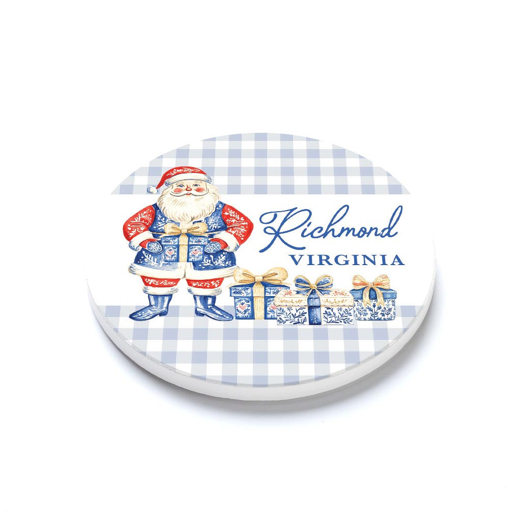 Ceramic Round Coaster-Love+Local Blue Noel - A Grand Millennial Christmas -1