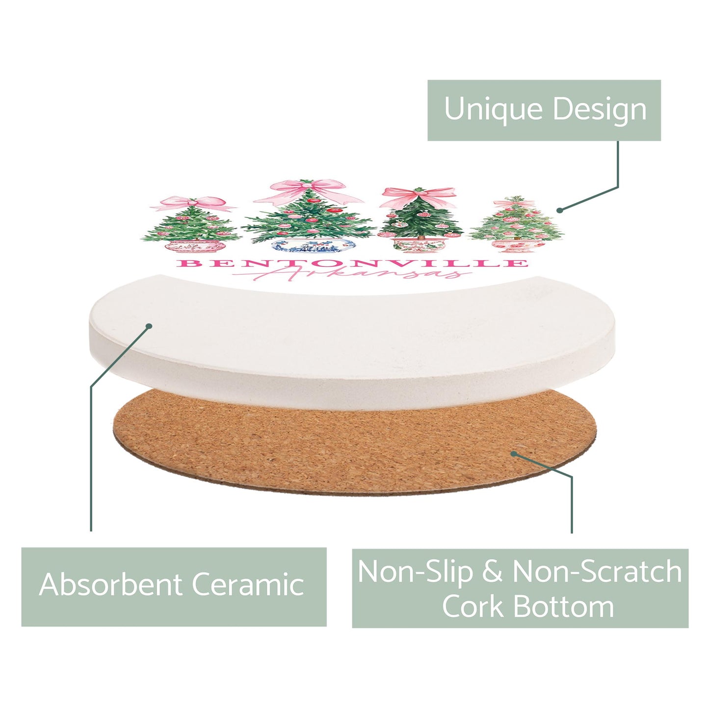 Ceramic Round Coaster-Love+Local Blush & Baubles - A Grand Millennial Christmas -2