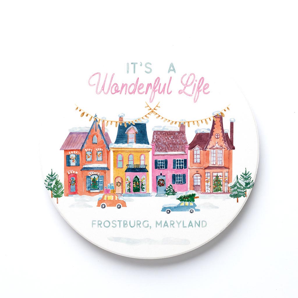 Ceramic Round Coaster-Love + Local It's A Wonderful Life -0