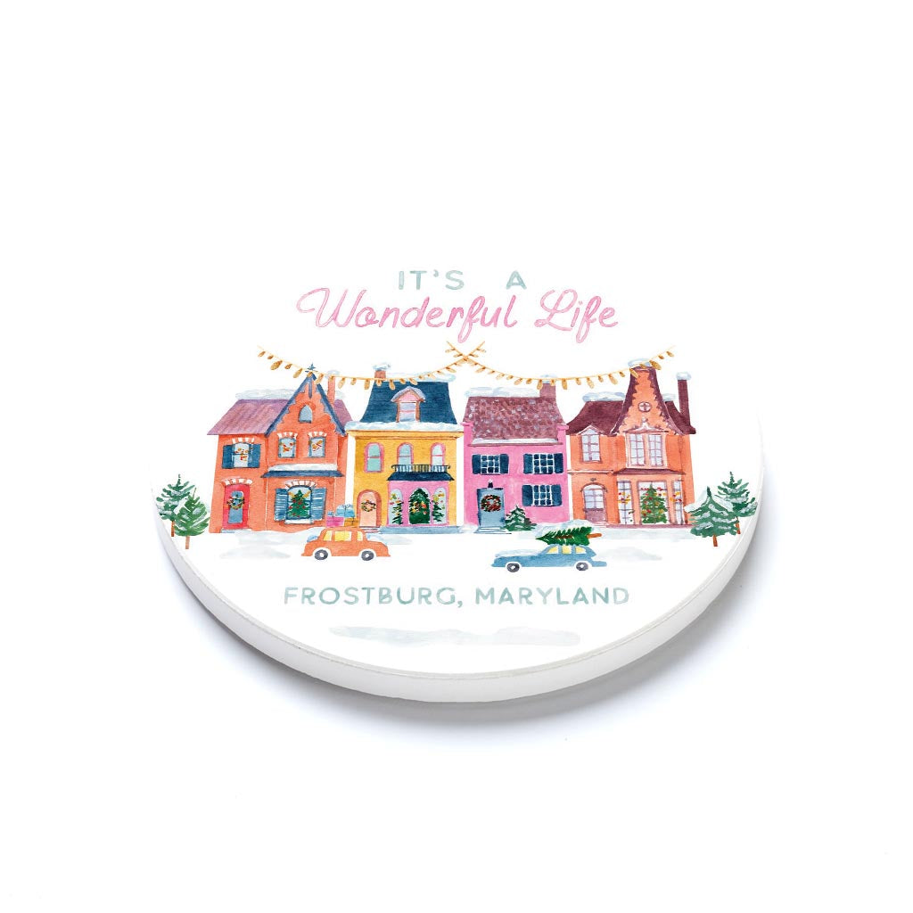 Ceramic Round Coaster-Love + Local It's A Wonderful Life -1