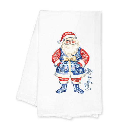 Cotton Tea Towel White-Blue Noel - A Grand Millennial Christmas -0