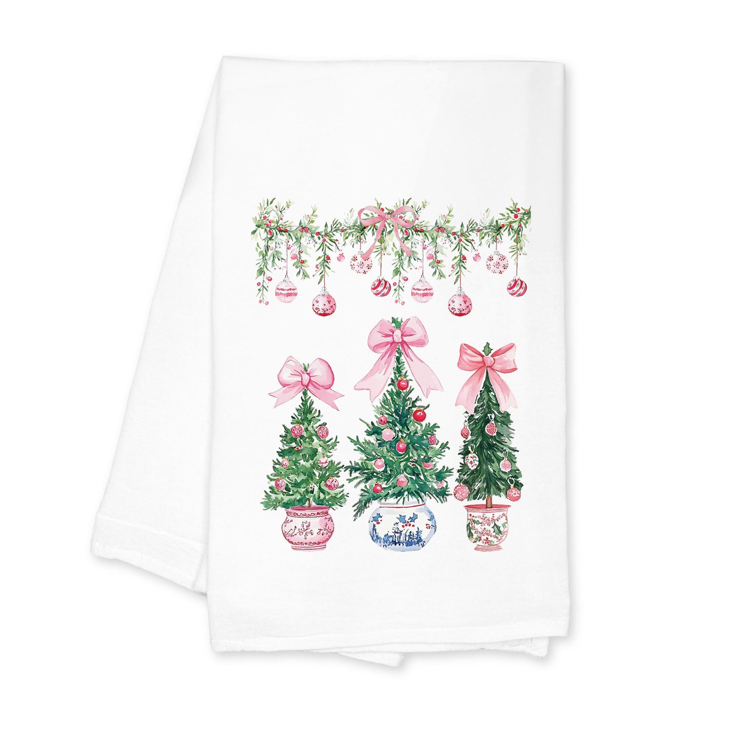 Cotton Tea Towel White-Blush & Baubles - A Grand Millennial Christmas -0