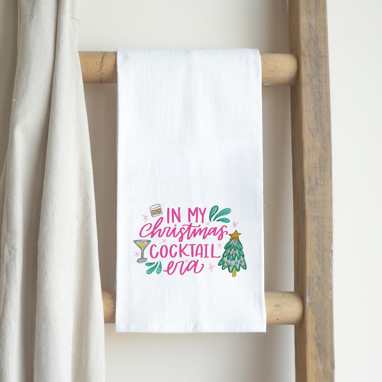 Cotton Tea Towel White-In My Christmas Cocktail Era