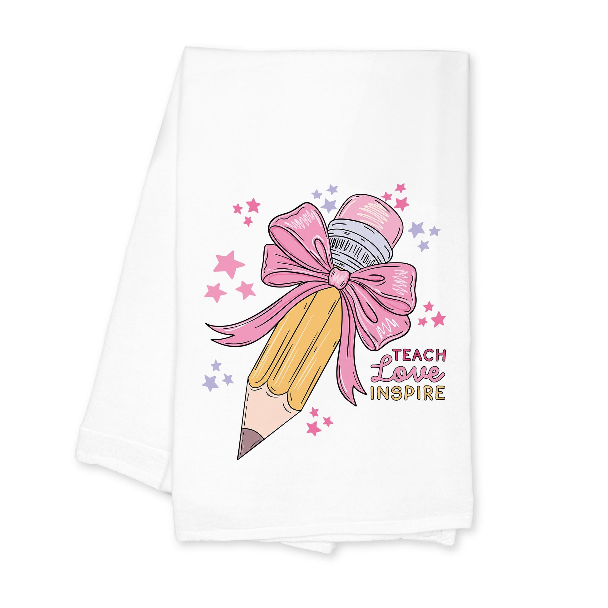 Cotton Tea Towel White-Classroom Coquette Teach Love Inspire -0