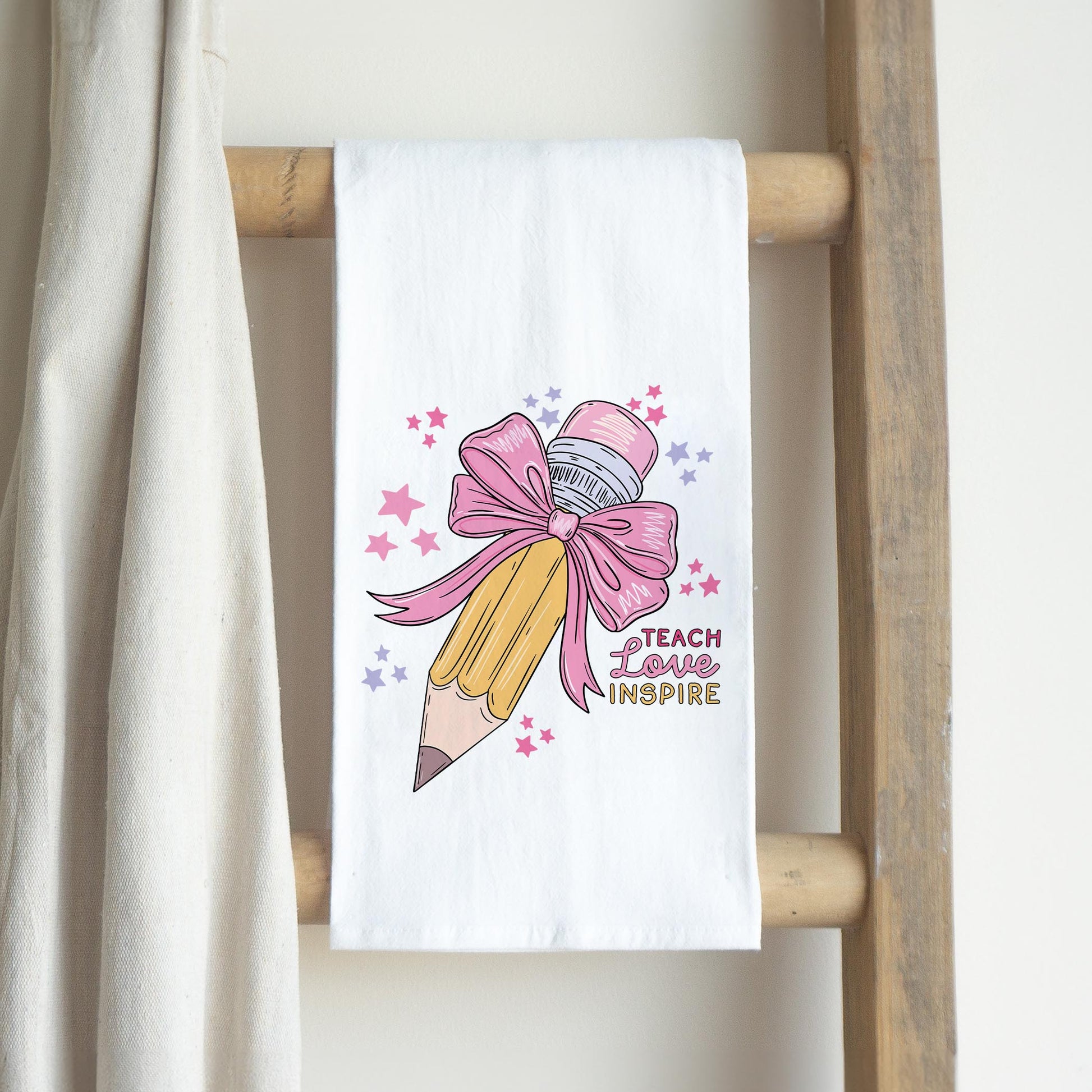 Cotton Tea Towel White-Classroom Coquette Teach Love Inspire -2