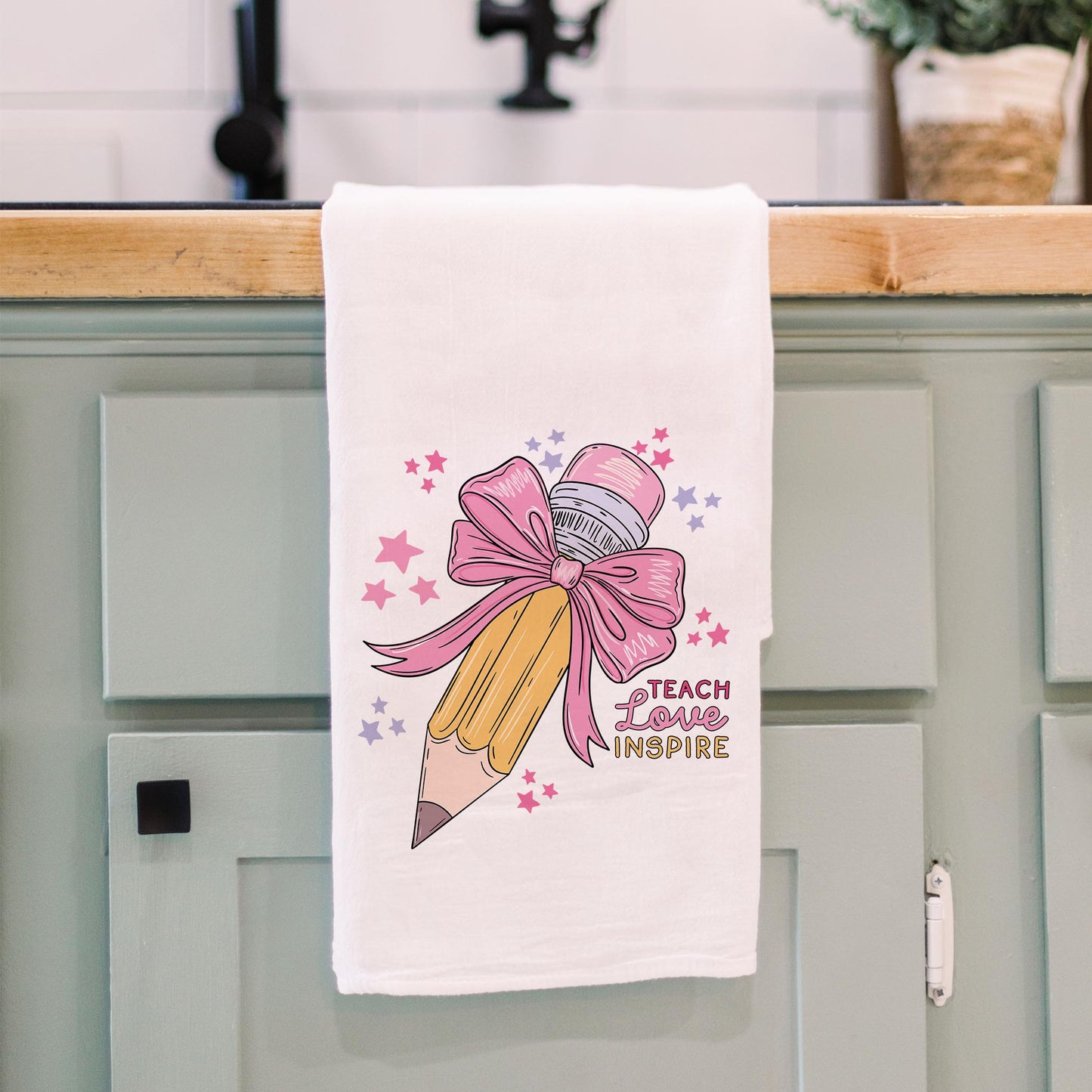Cotton Tea Towel White-Classroom Coquette Teach Love Inspire -3