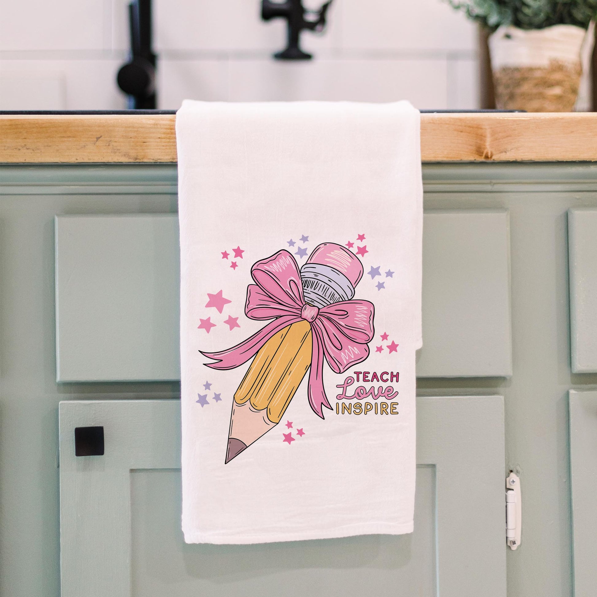 Cotton Tea Towel White-Classroom Coquette Teach Love Inspire -3