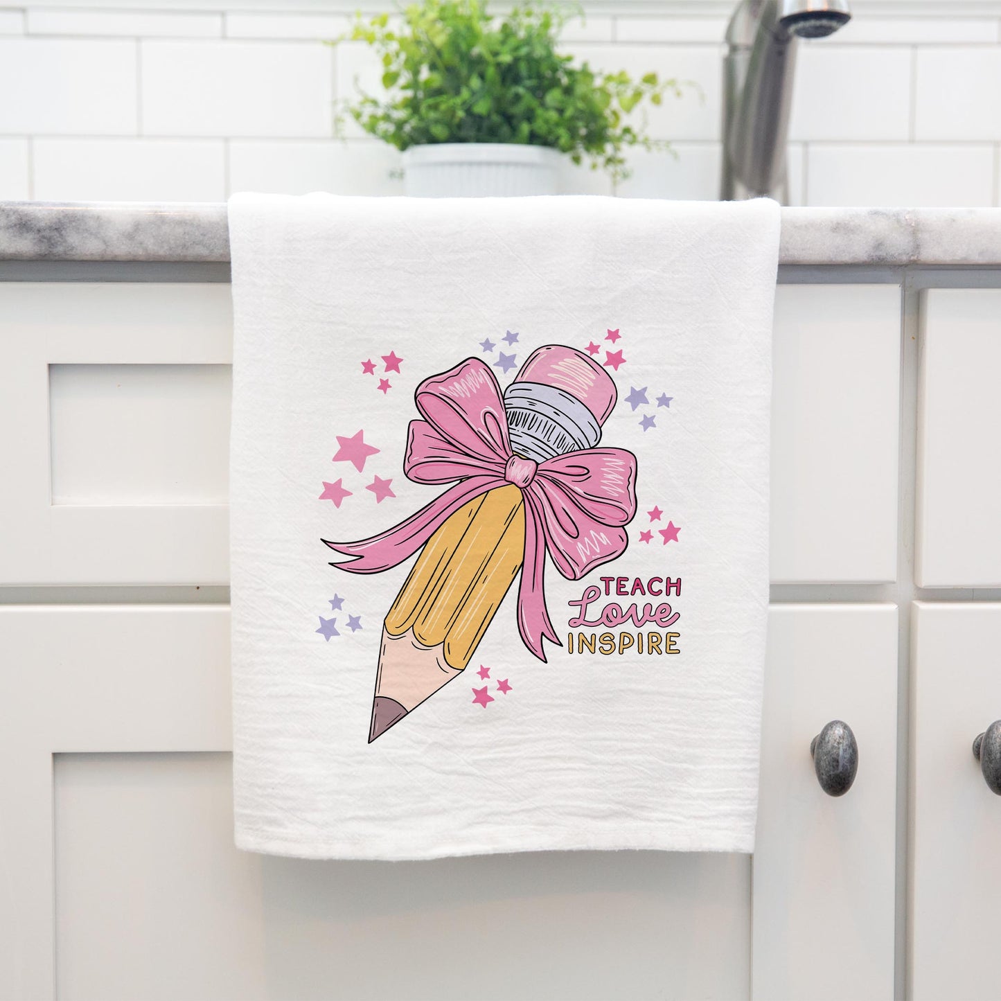 Cotton Tea Towel White-Classroom Coquette Teach Love Inspire -4