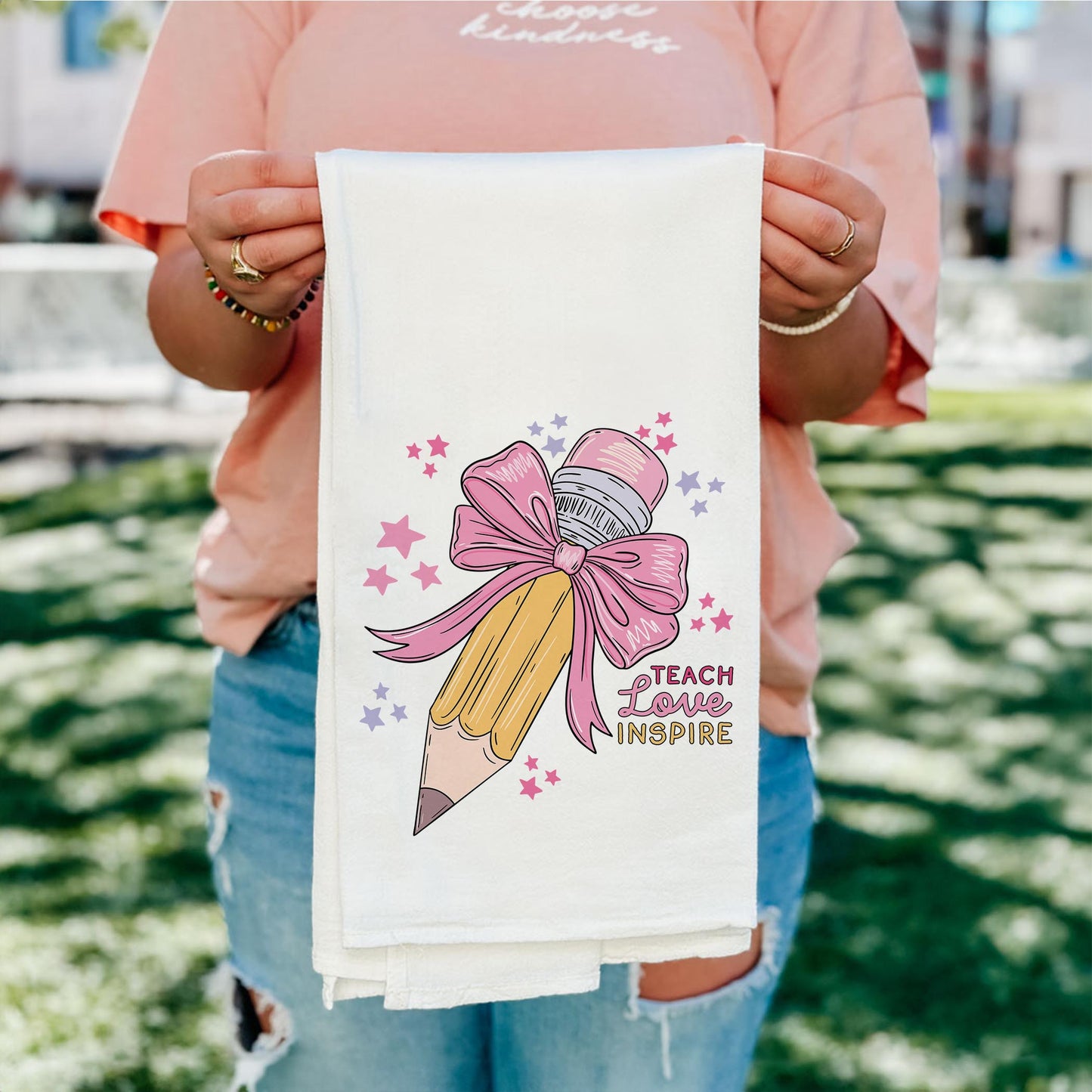 Cotton Tea Towel White-Classroom Coquette Teach Love Inspire -5