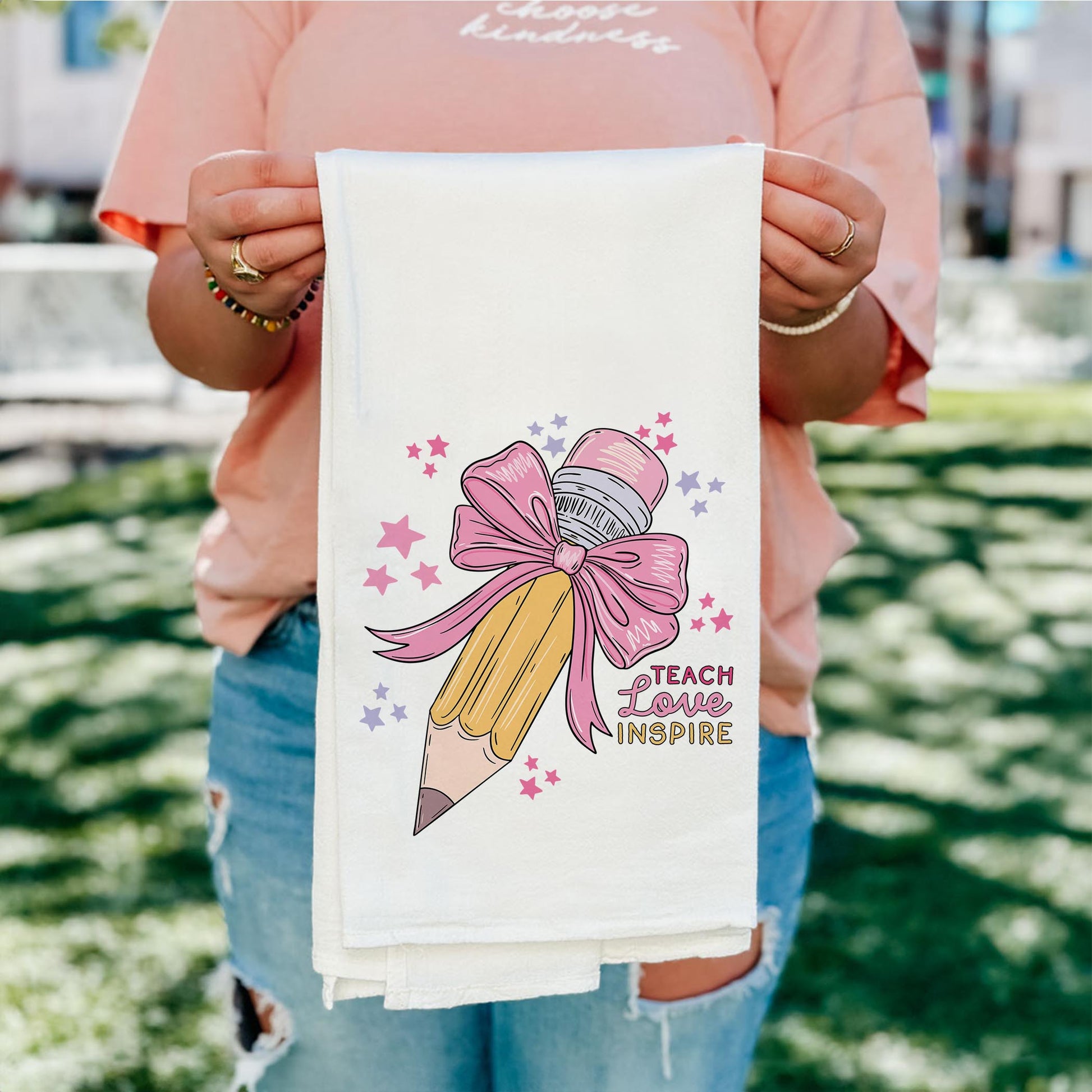 Cotton Tea Towel White-Classroom Coquette Teach Love Inspire -5