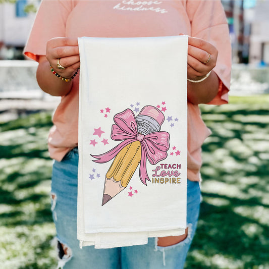Cotton Tea Towel White-Classroom Coquette Teach Love Inspire -5