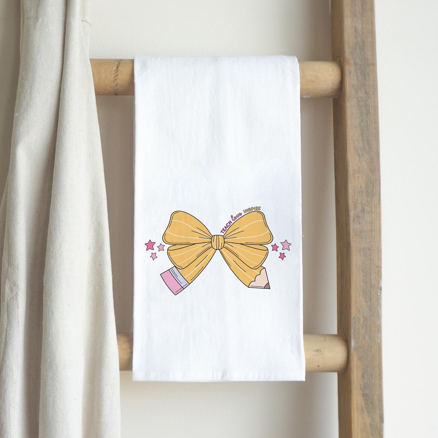 Cotton Tea Towel White-Classroom Coquette Teach Love Inspire -2