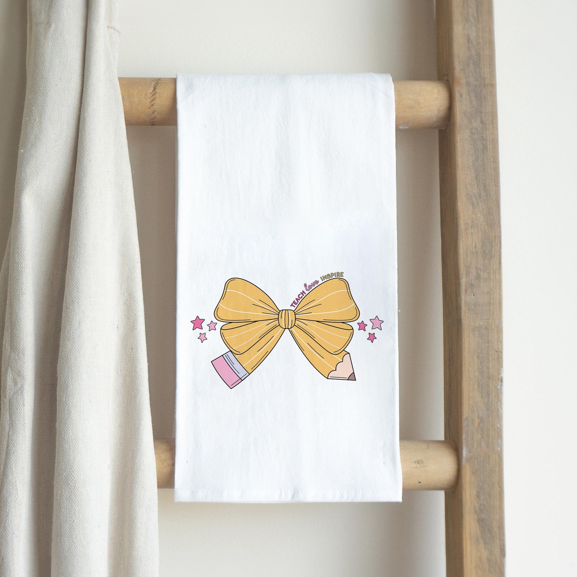 Cotton Tea Towel White-Classroom Coquette Teach Love Inspire -2