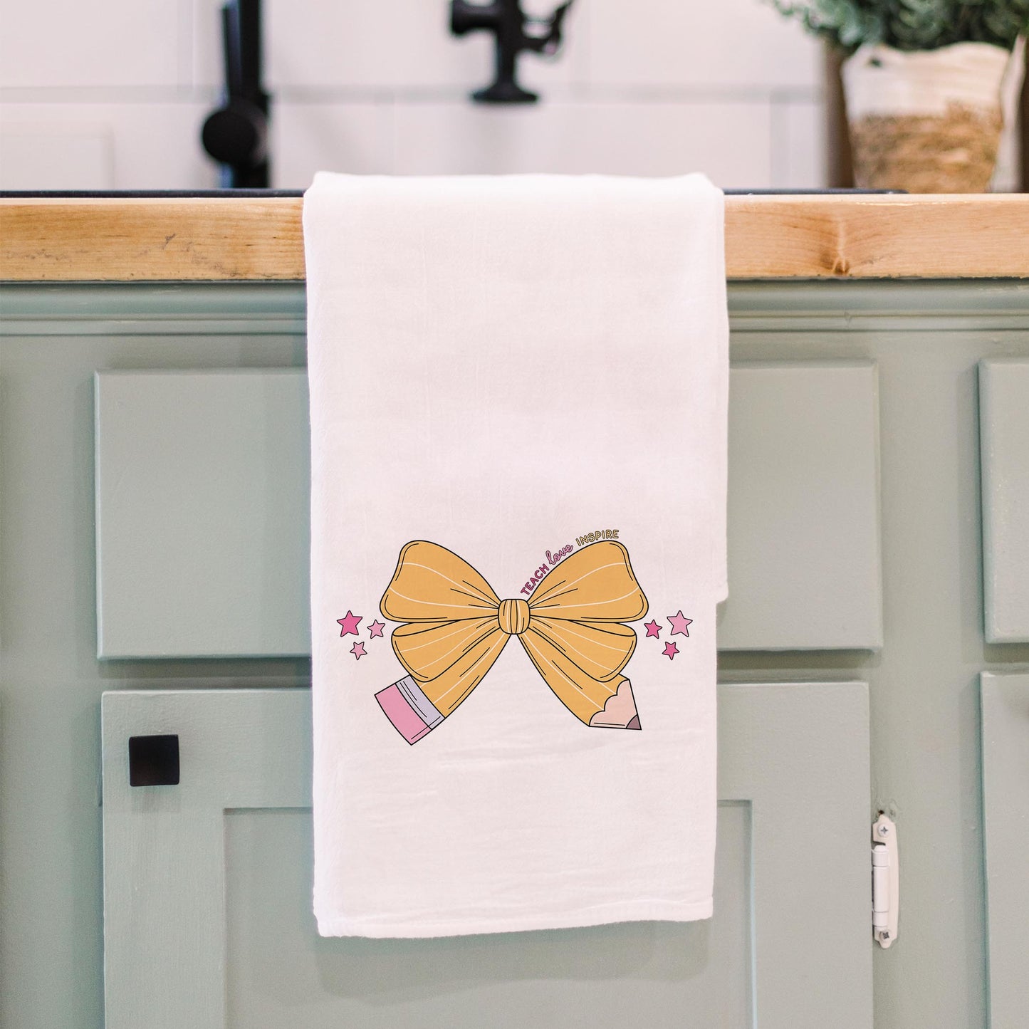 Cotton Tea Towel White-Classroom Coquette Teach Love Inspire -3