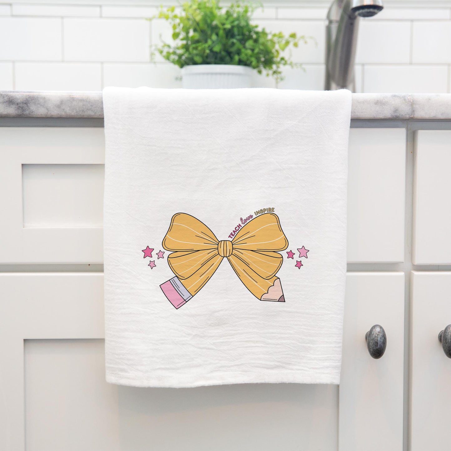 Cotton Tea Towel White-Classroom Coquette Teach Love Inspire -4