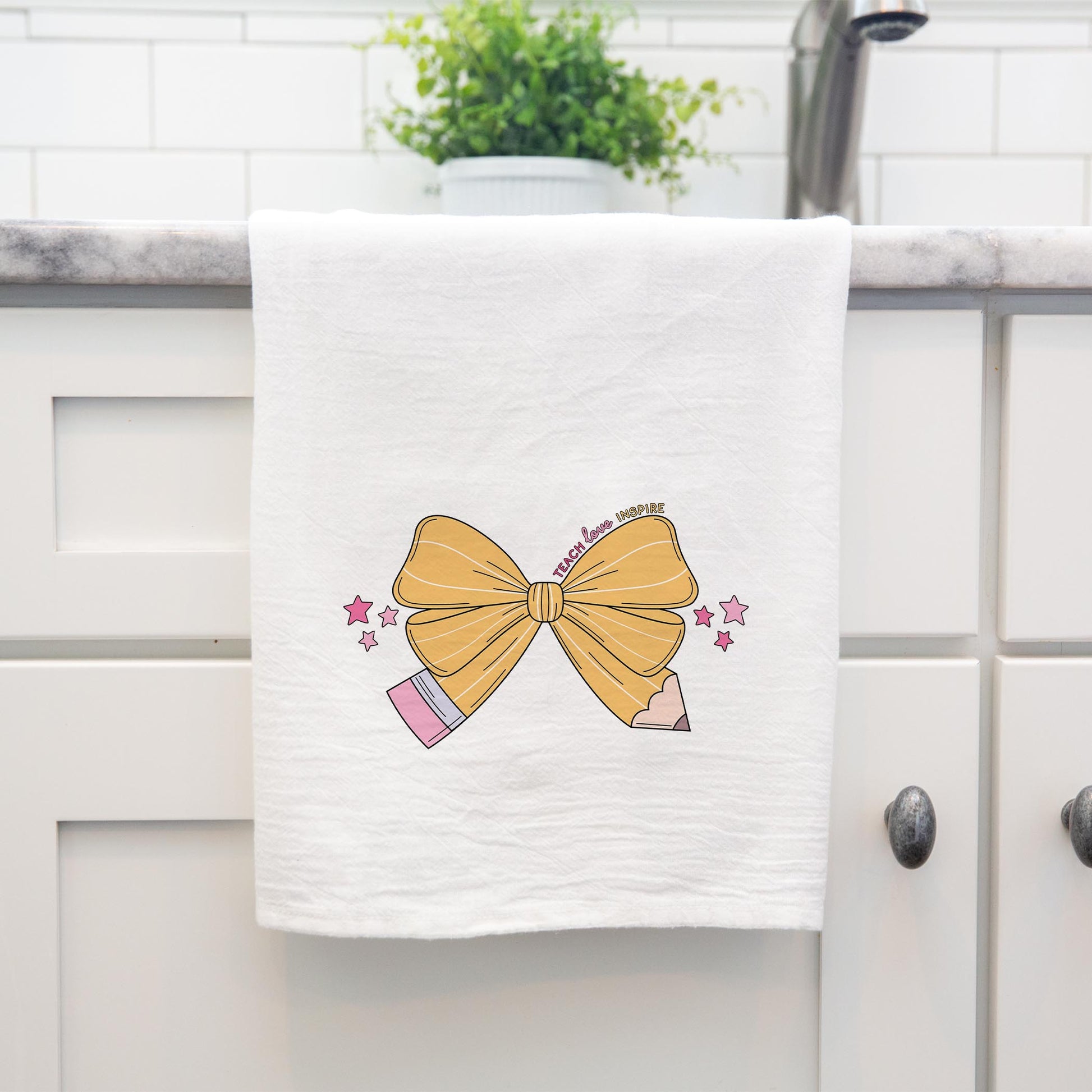 Cotton Tea Towel White-Classroom Coquette Teach Love Inspire -4