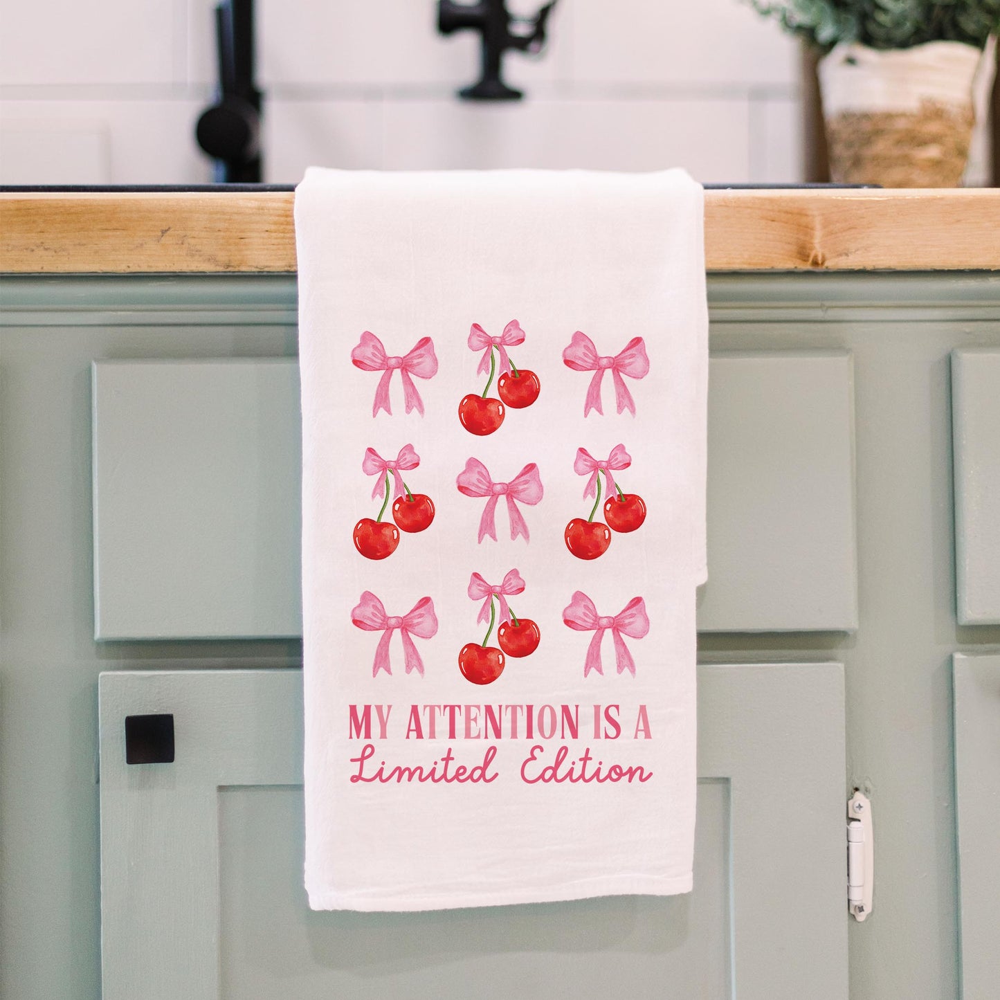 Cotton Tea Towel White-My Attention Is A Limited Edition