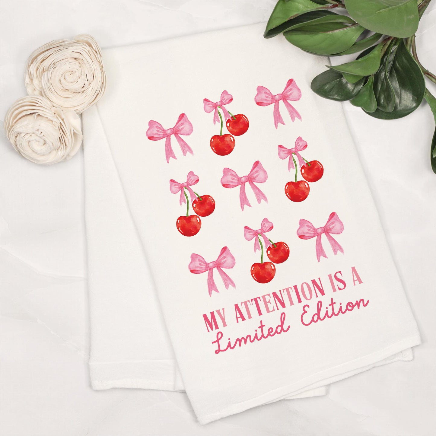 Cotton Tea Towel White-My Attention Is A Limited Edition