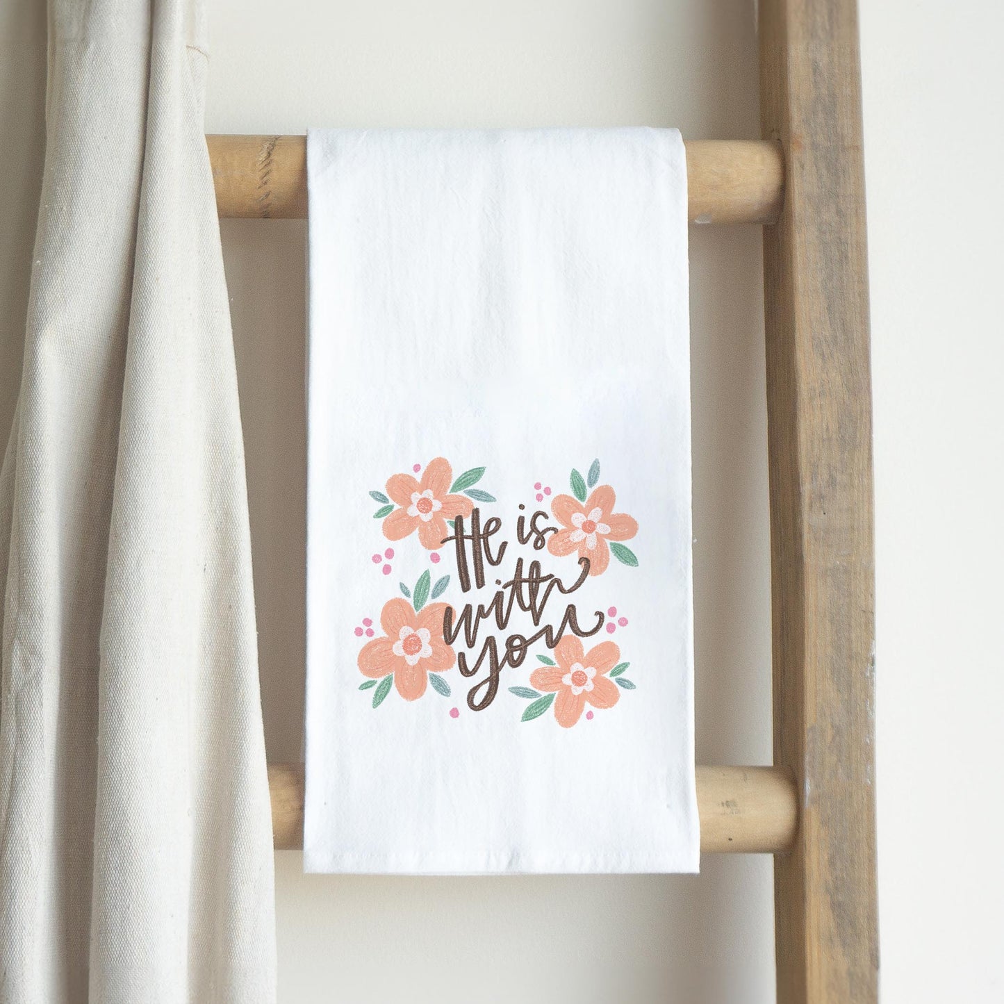 Cotton Tea Towel White-He Is With You