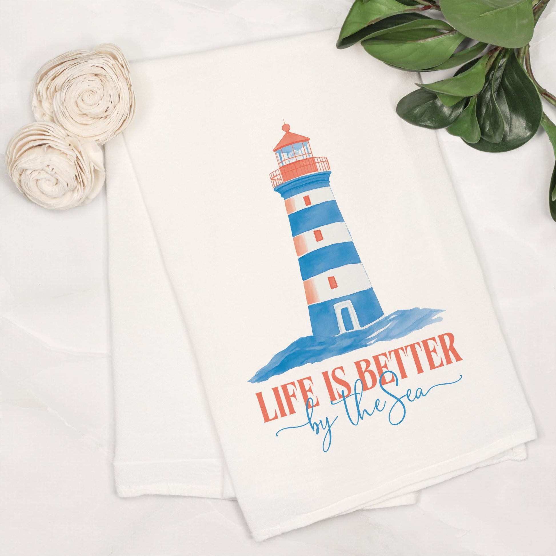 Cotton Tea Towel White-New England Tides Life is Better by the Sea -6
