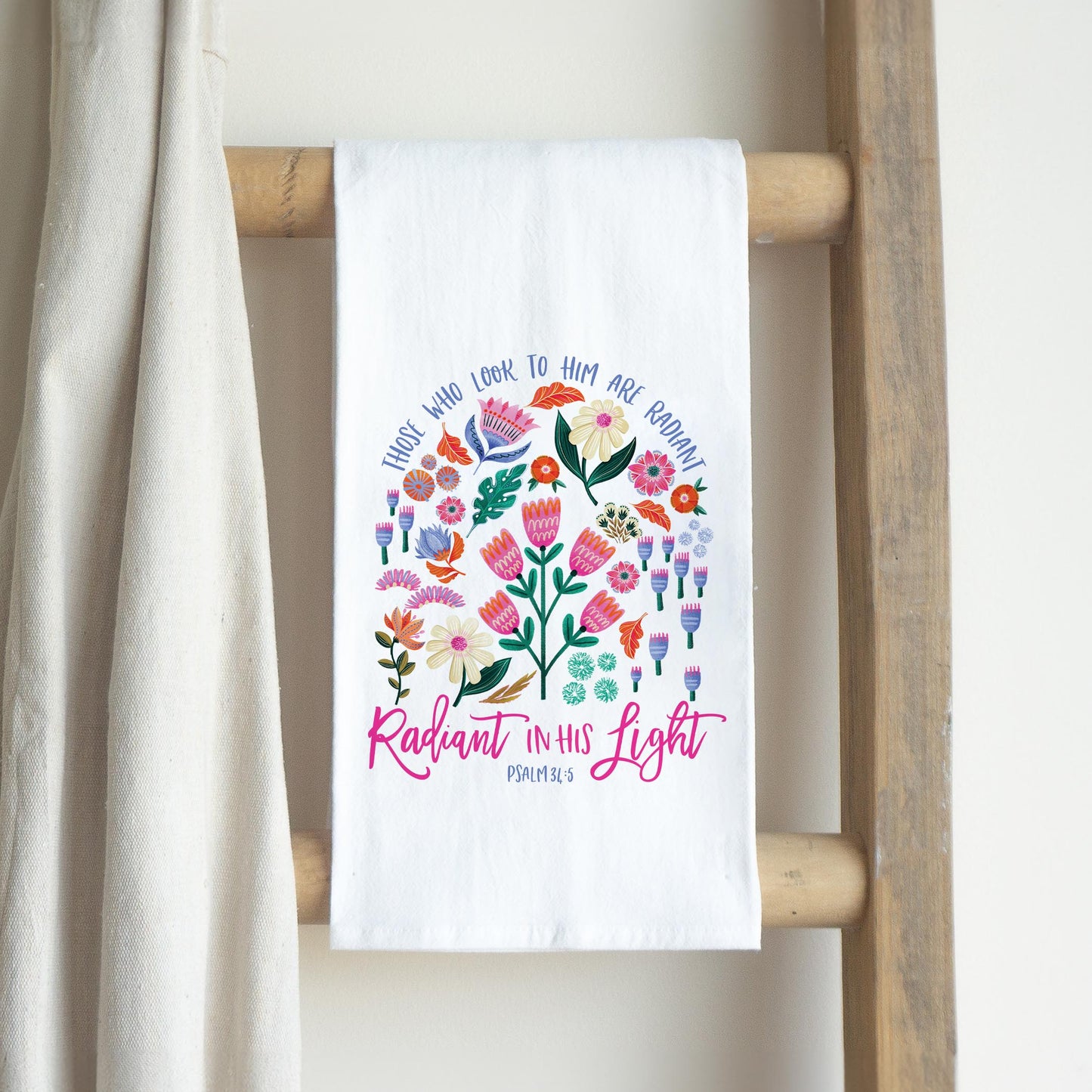 Cotton Tea Towel White-Radiant Hope Those Who Look To Him -2