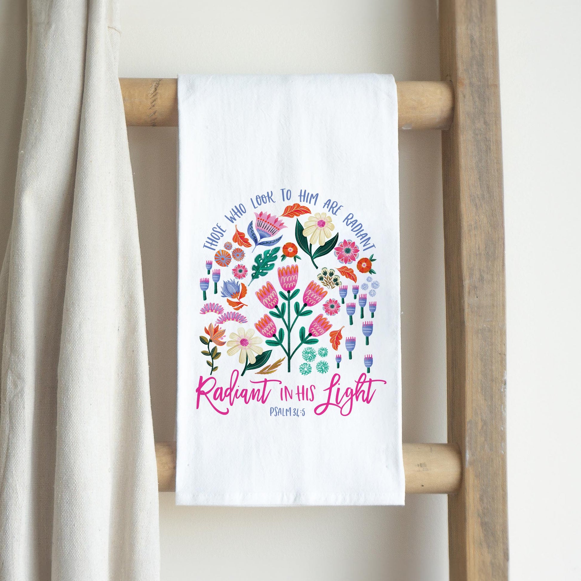 Cotton Tea Towel White-Radiant Hope Those Who Look To Him -2