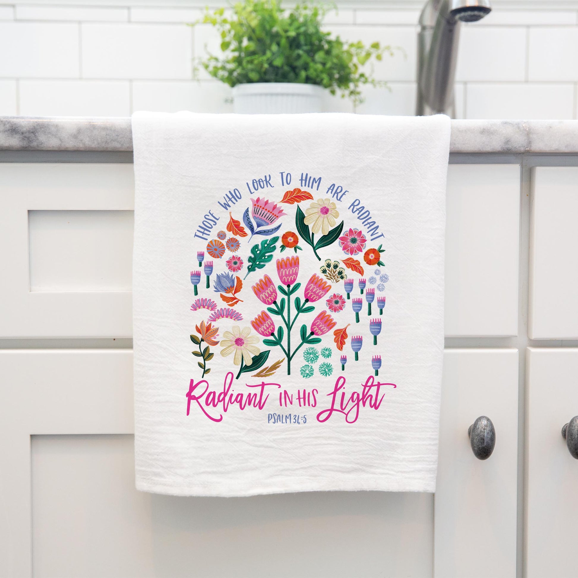 Cotton Tea Towel White-Radiant Hope Those Who Look To Him -4