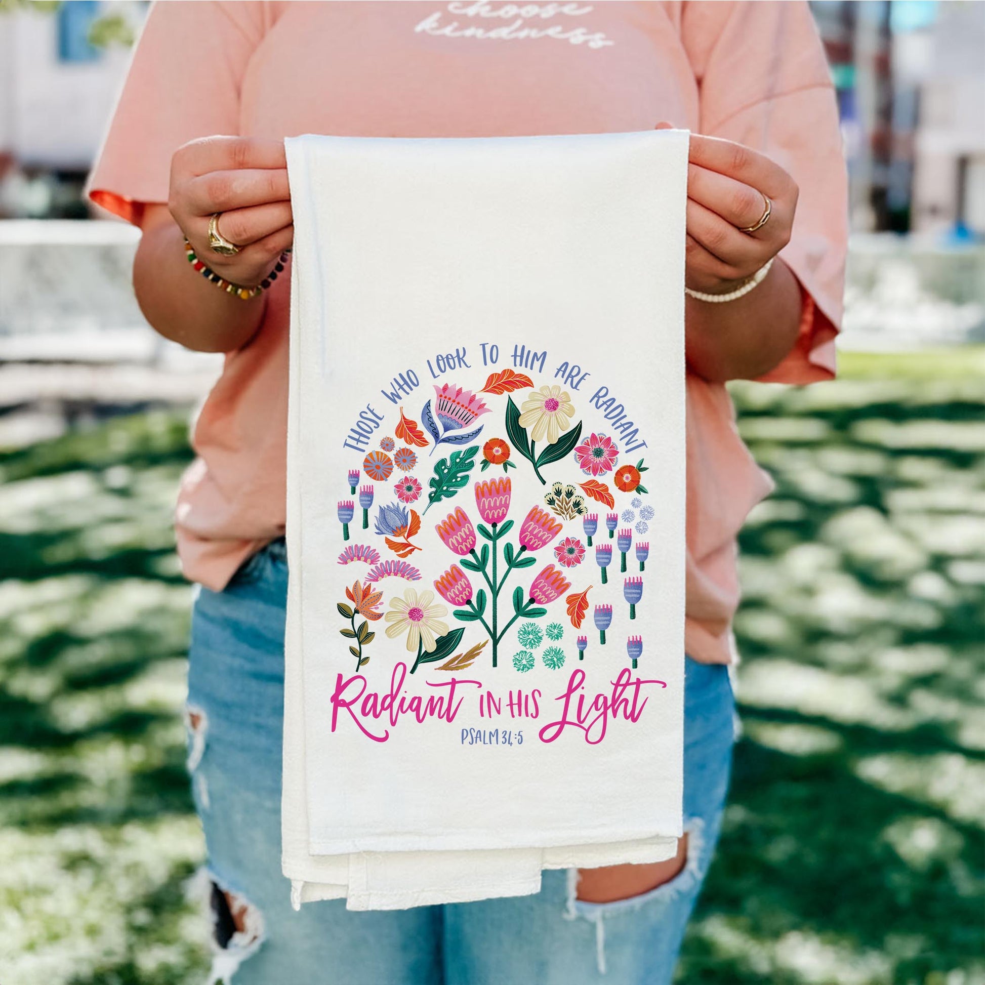 Cotton Tea Towel White-Radiant Hope Those Who Look To Him -5