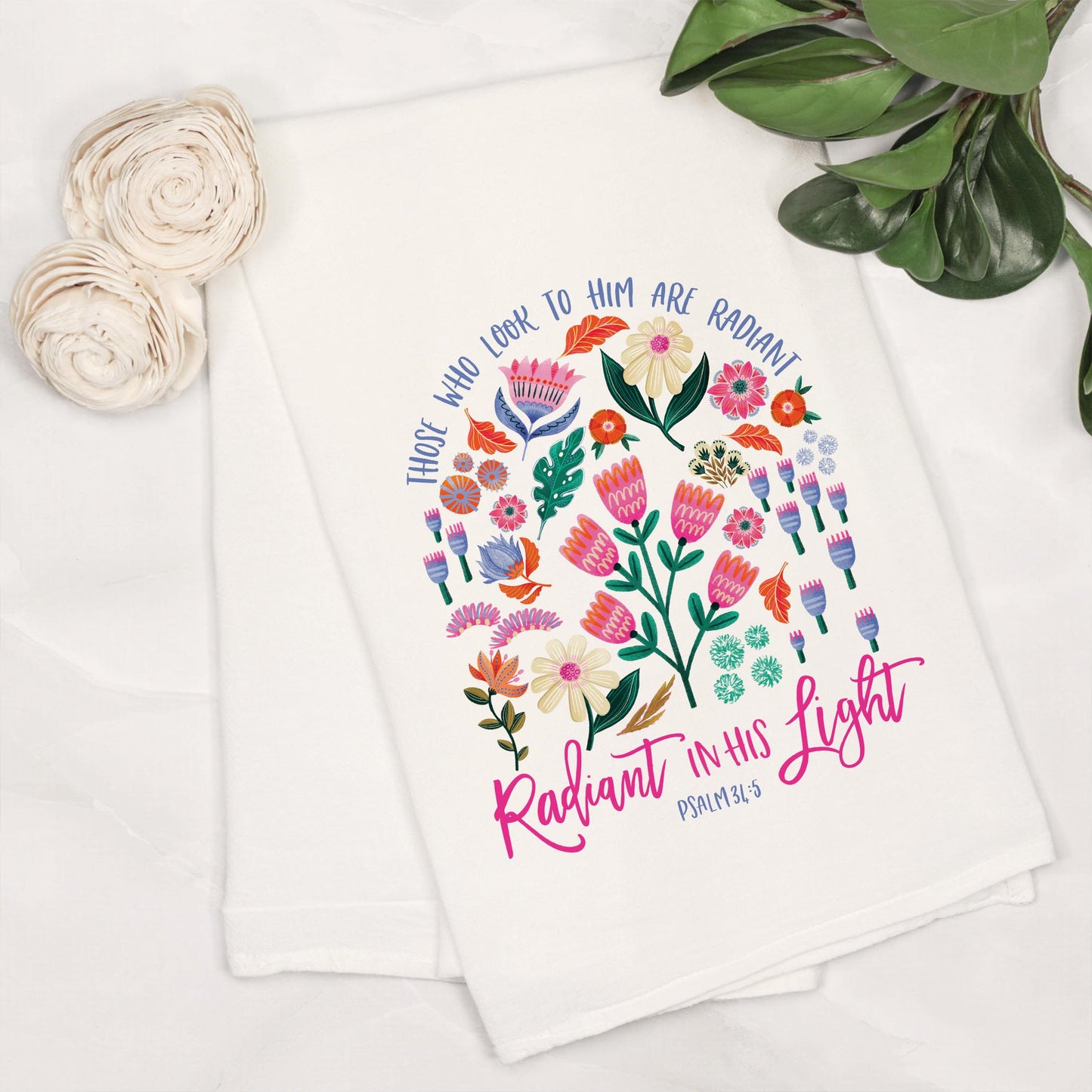 Cotton Tea Towel White-Radiant Hope Those Who Look To Him -6