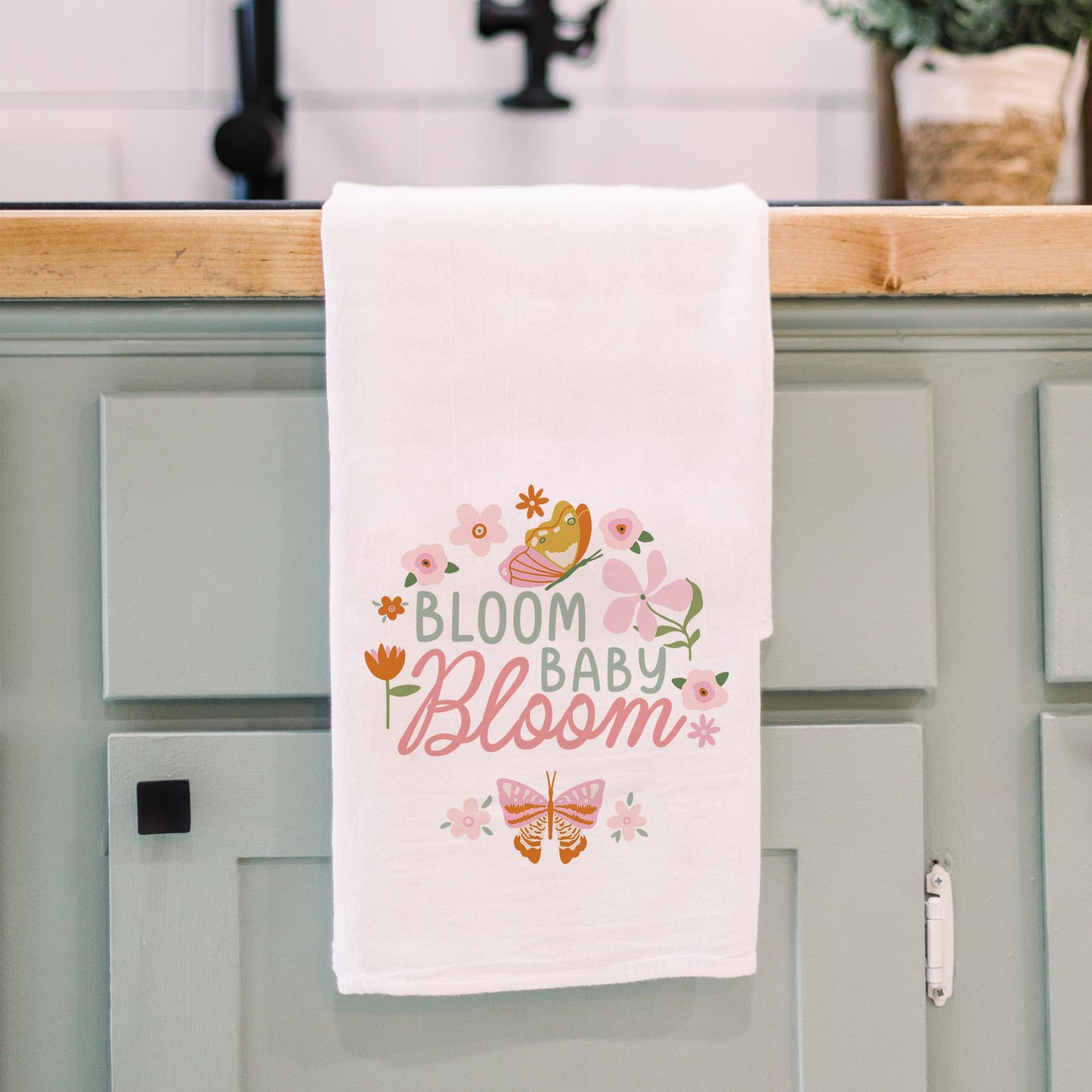 Cotton Tea Towel White-Spring Bloom Baby Bloom