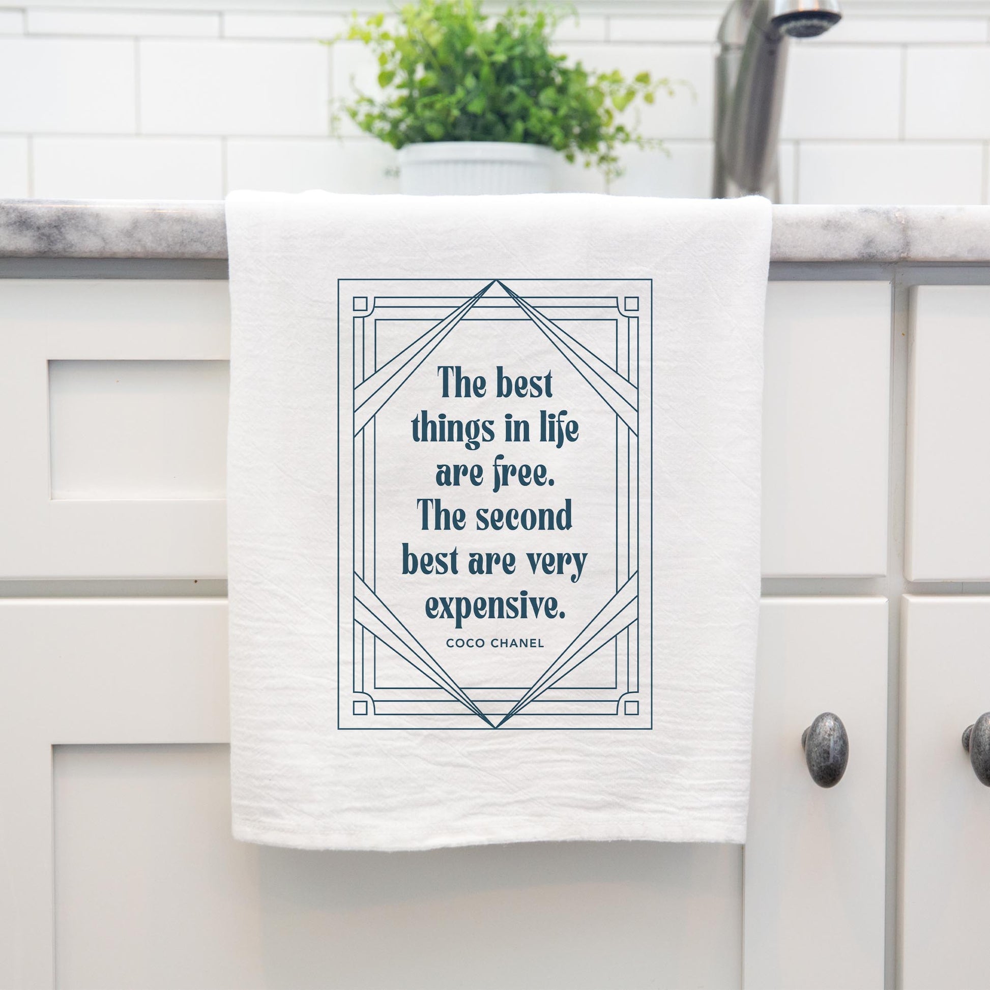 Cotton Tea Towel White-Art Deco The Best Things In life -4