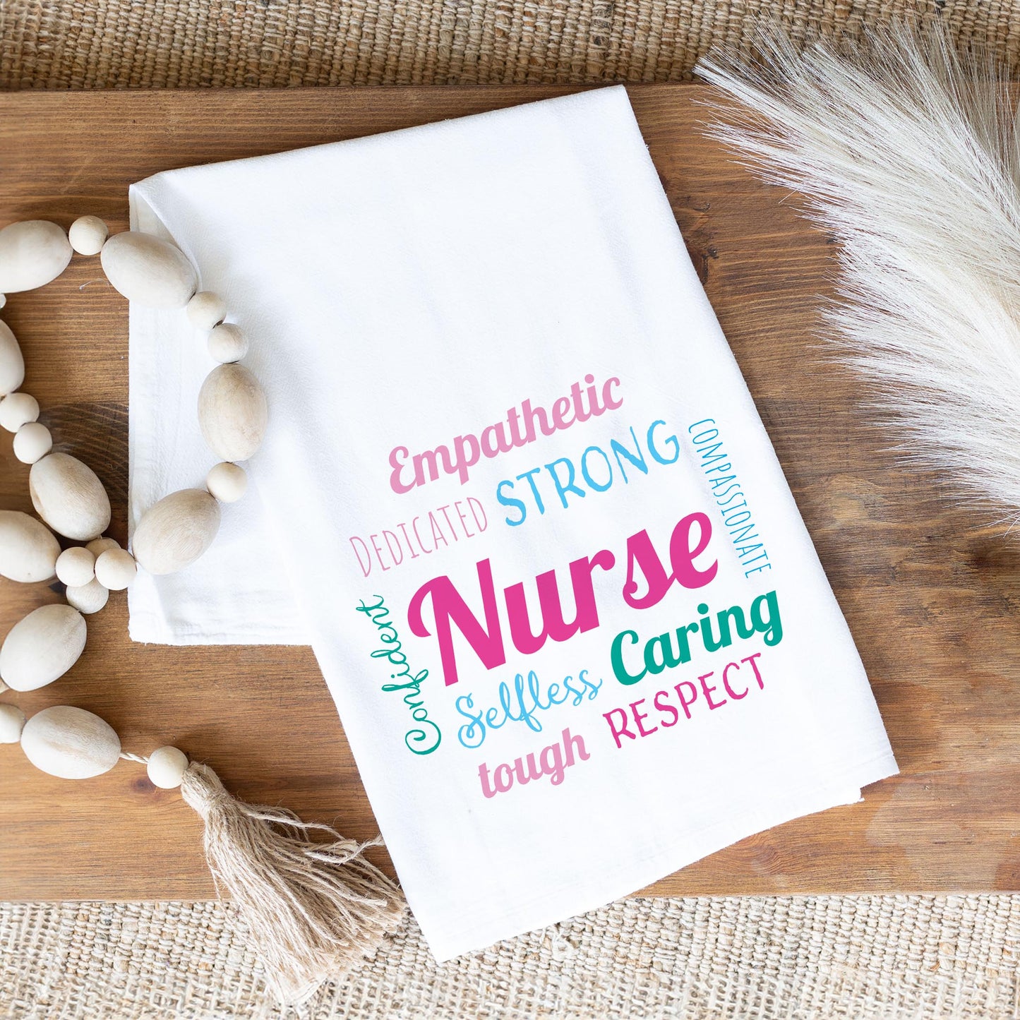 Cotton Tea Towel White-Nursing Words