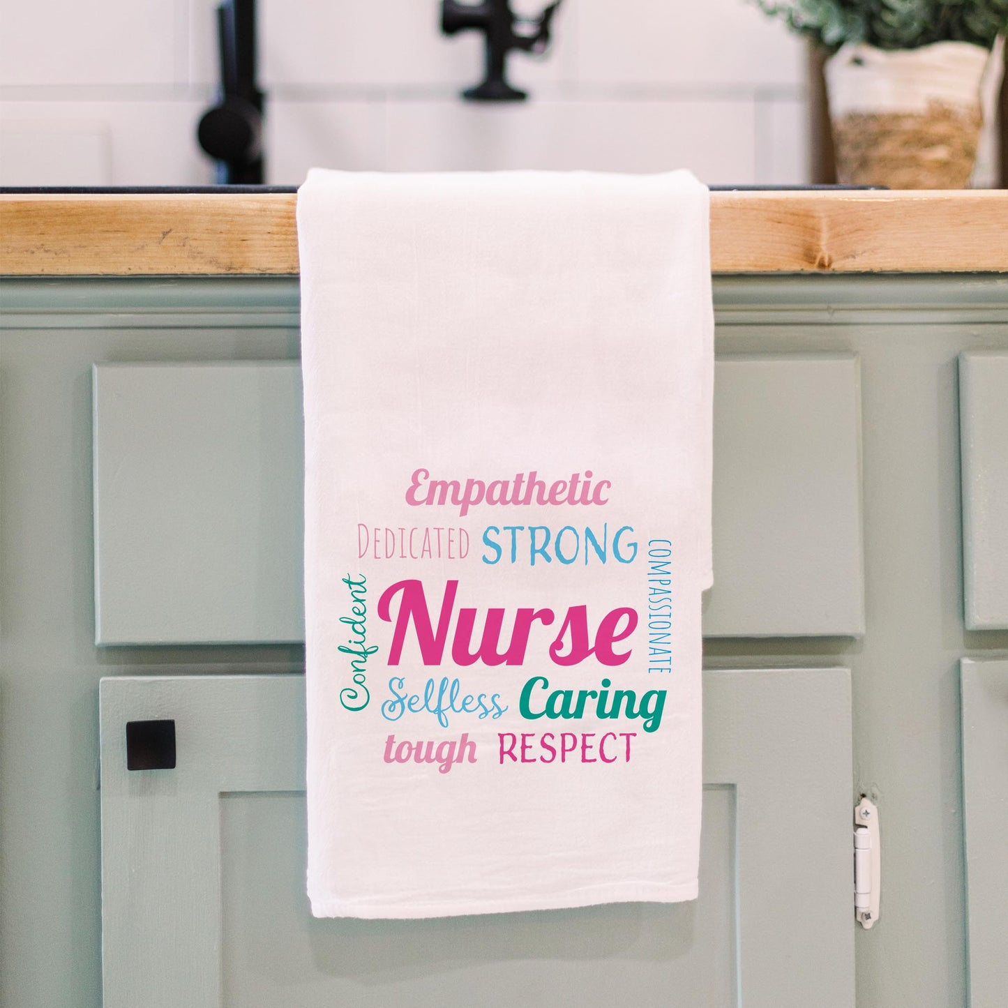 Cotton Tea Towel White-Nursing Words