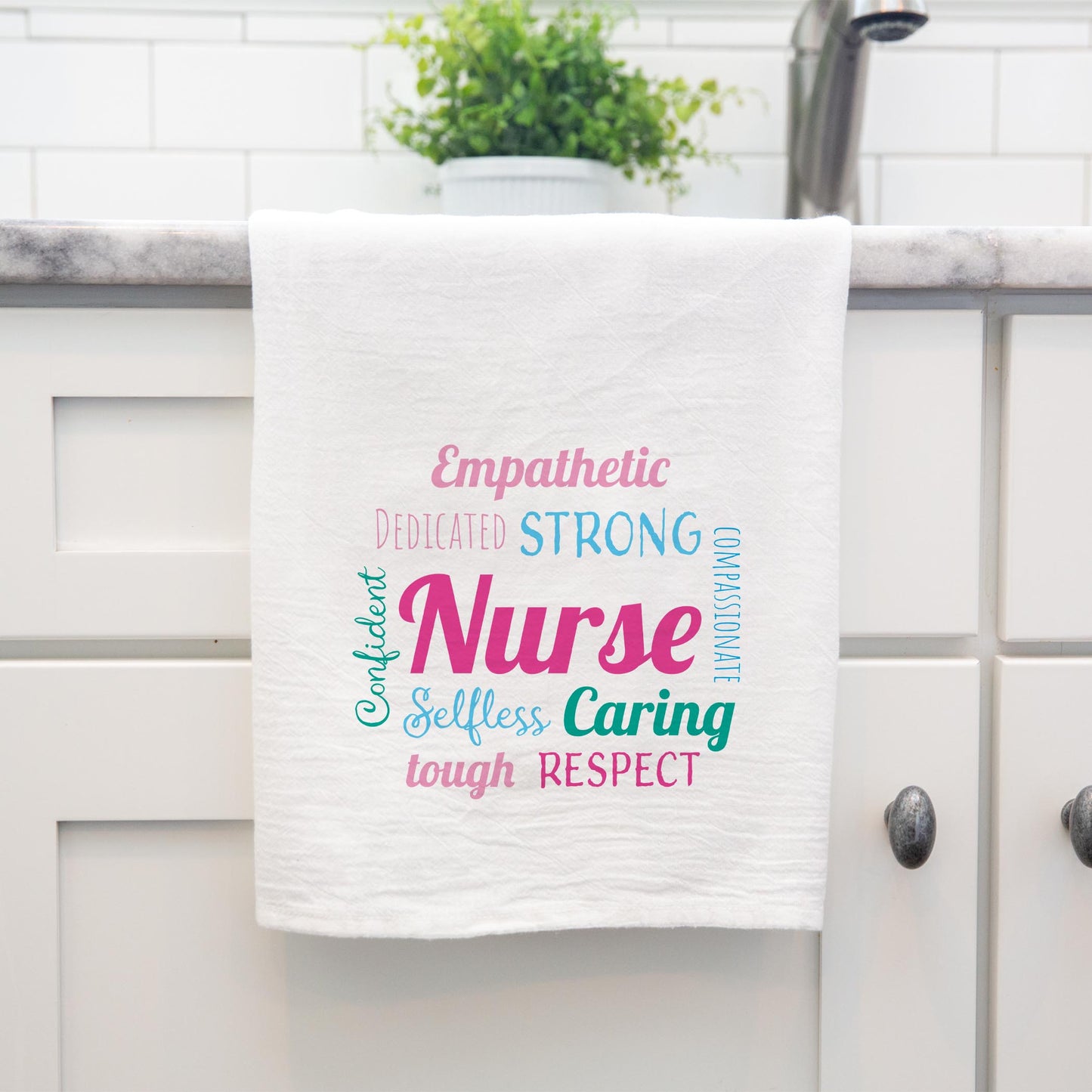 Cotton Tea Towel White-Nursing Words