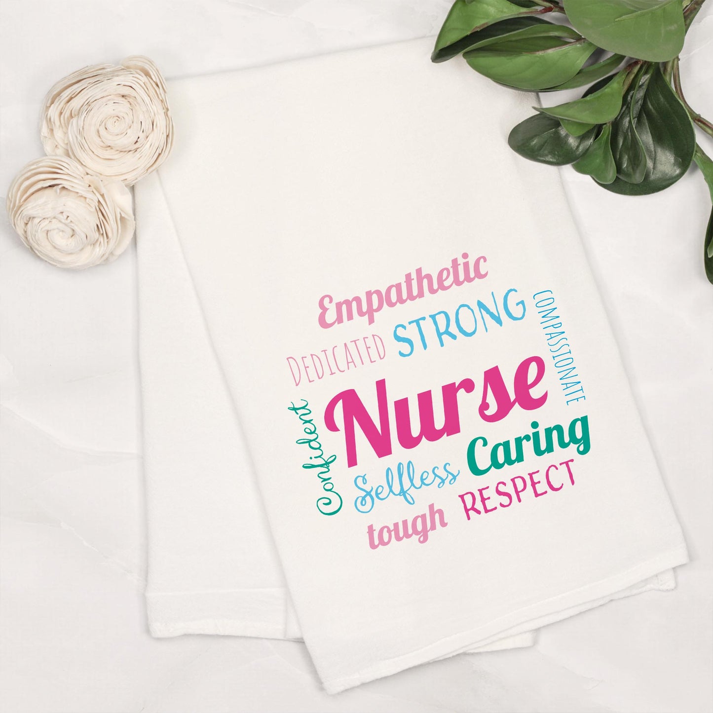 Cotton Tea Towel White-Nursing Words