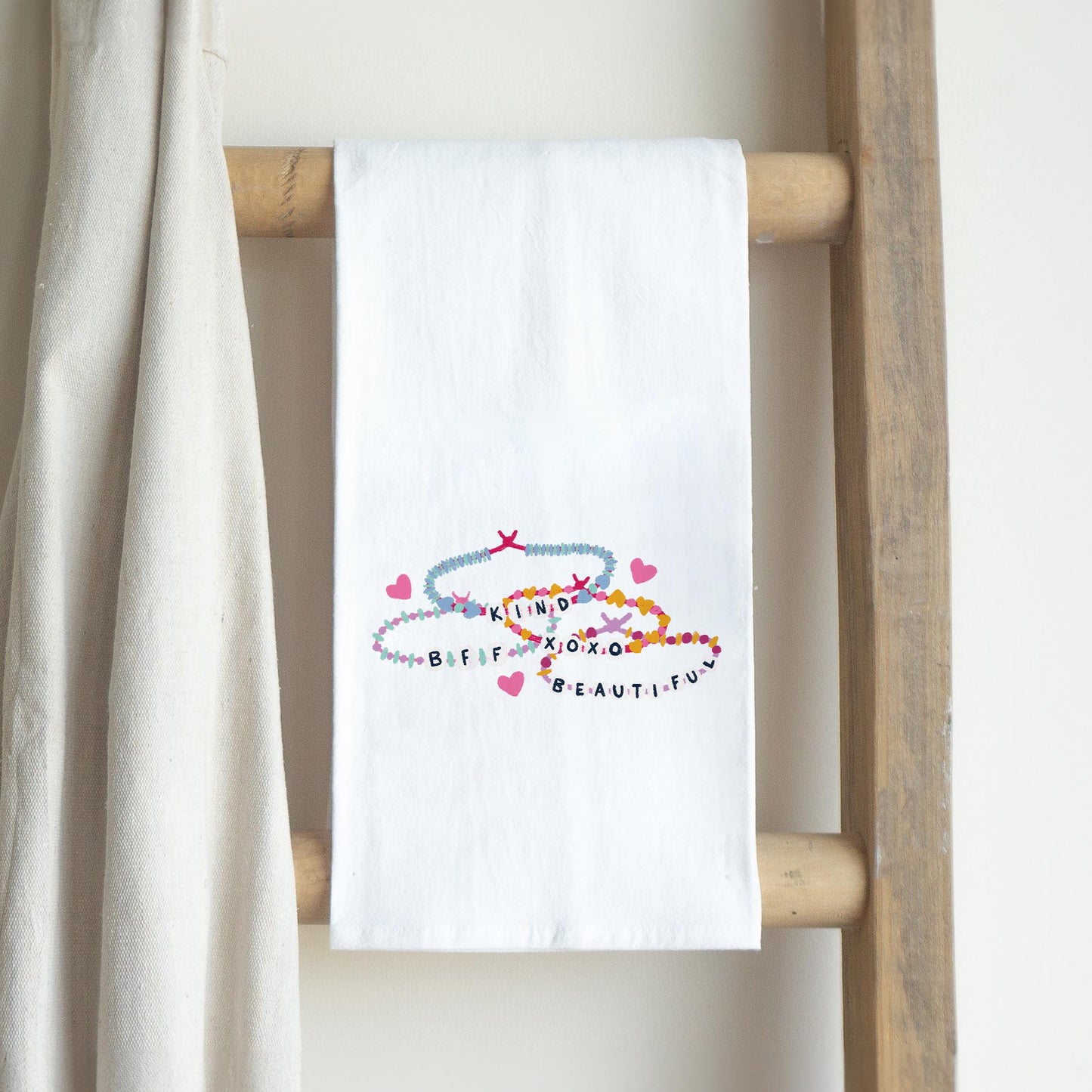 Cotton Tea Towel White-Friendship Bracelets