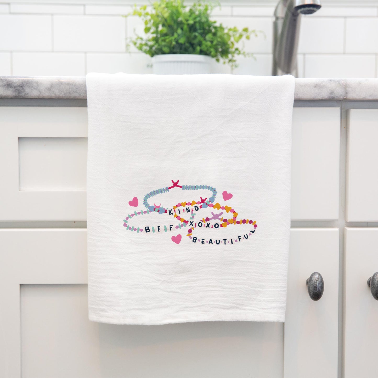 Cotton Tea Towel White-Friendship Bracelets