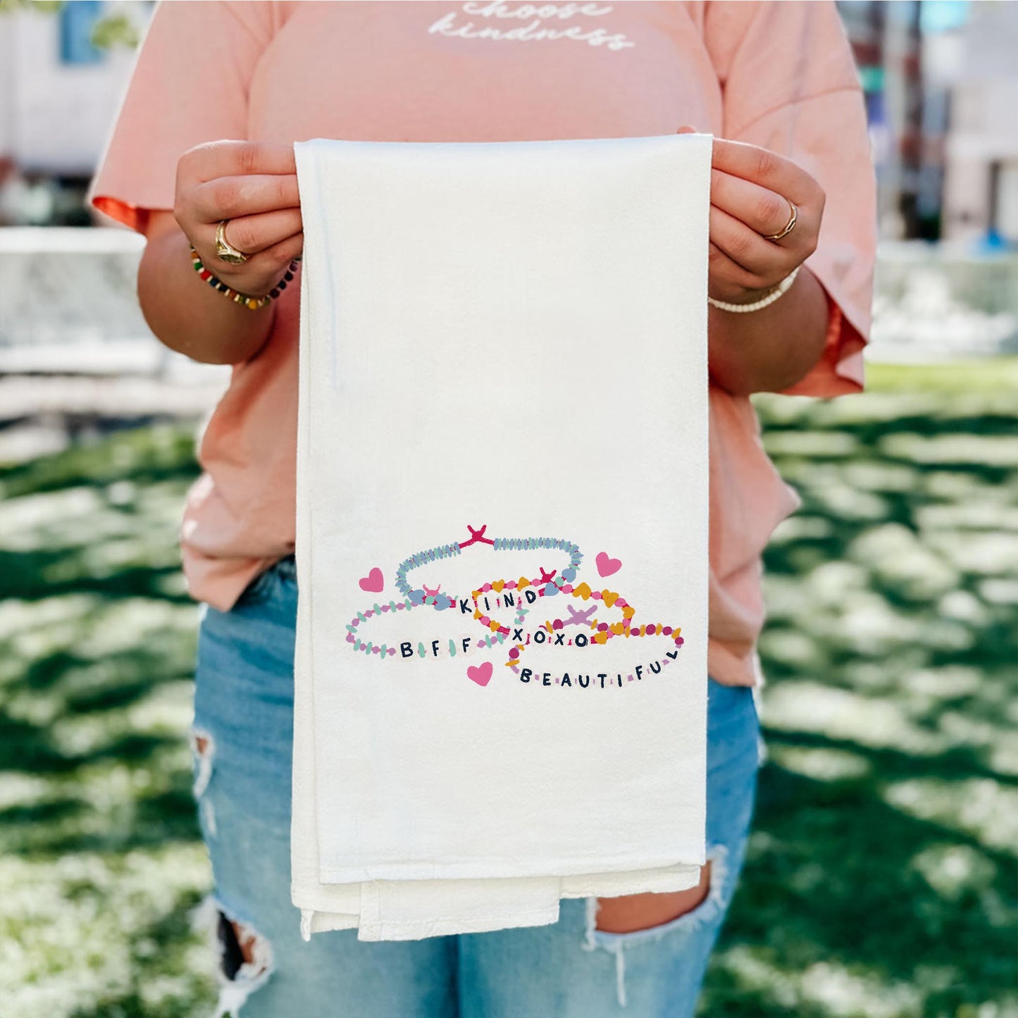 Cotton Tea Towel White-Friendship Bracelets