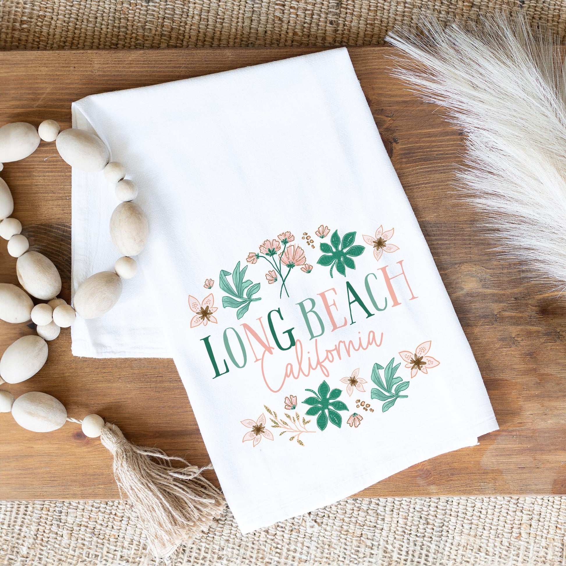 Cotton Tea Towel White-Love+Local Lush Tropics -1